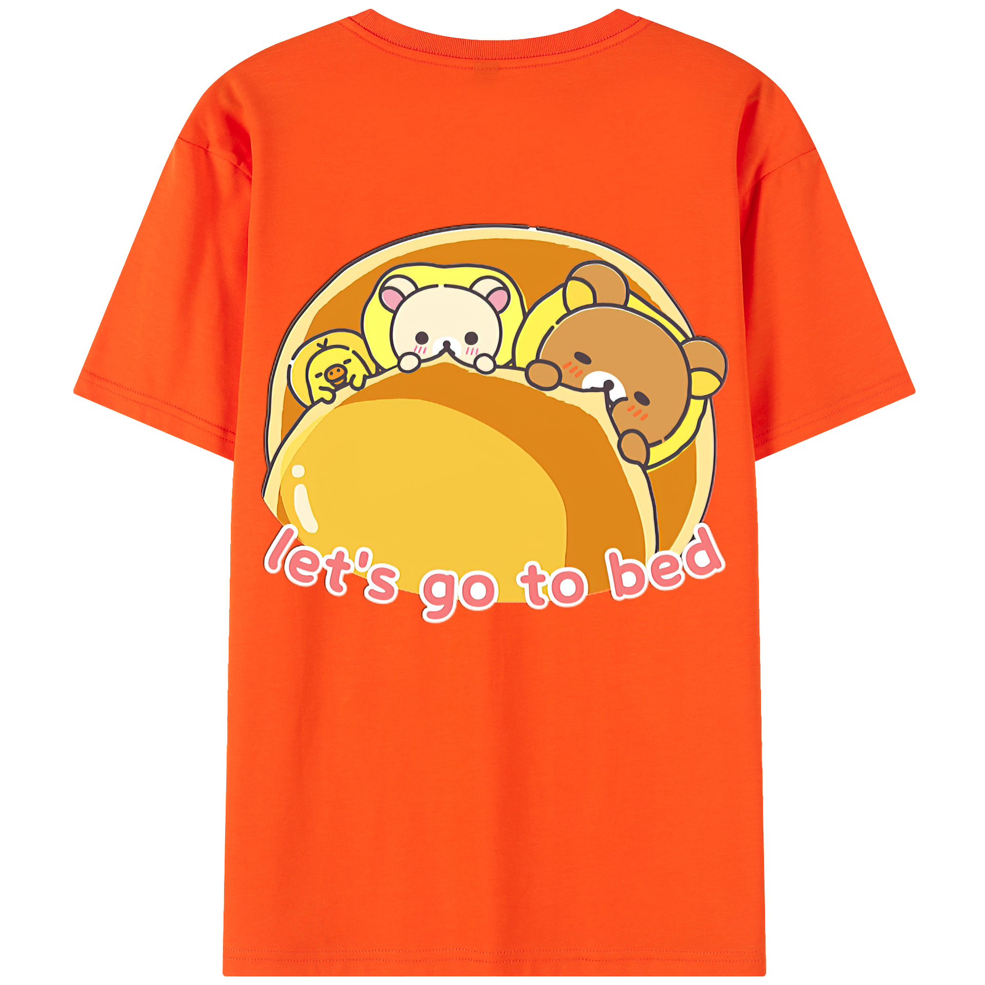 （画像用） リラックマ リラックマ キイロイトリ Rilakkuma Korilakkuma Kiiroitori 綿100％半袖Tシャツ（背面プリント）