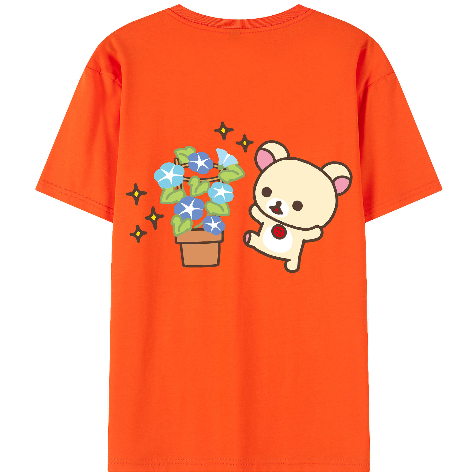 （画像用） リラックマ リラックマ キイロイトリ Rilakkuma Korilakkuma Kiiroitori 綿100％半袖Tシャツ（背面プリント）
