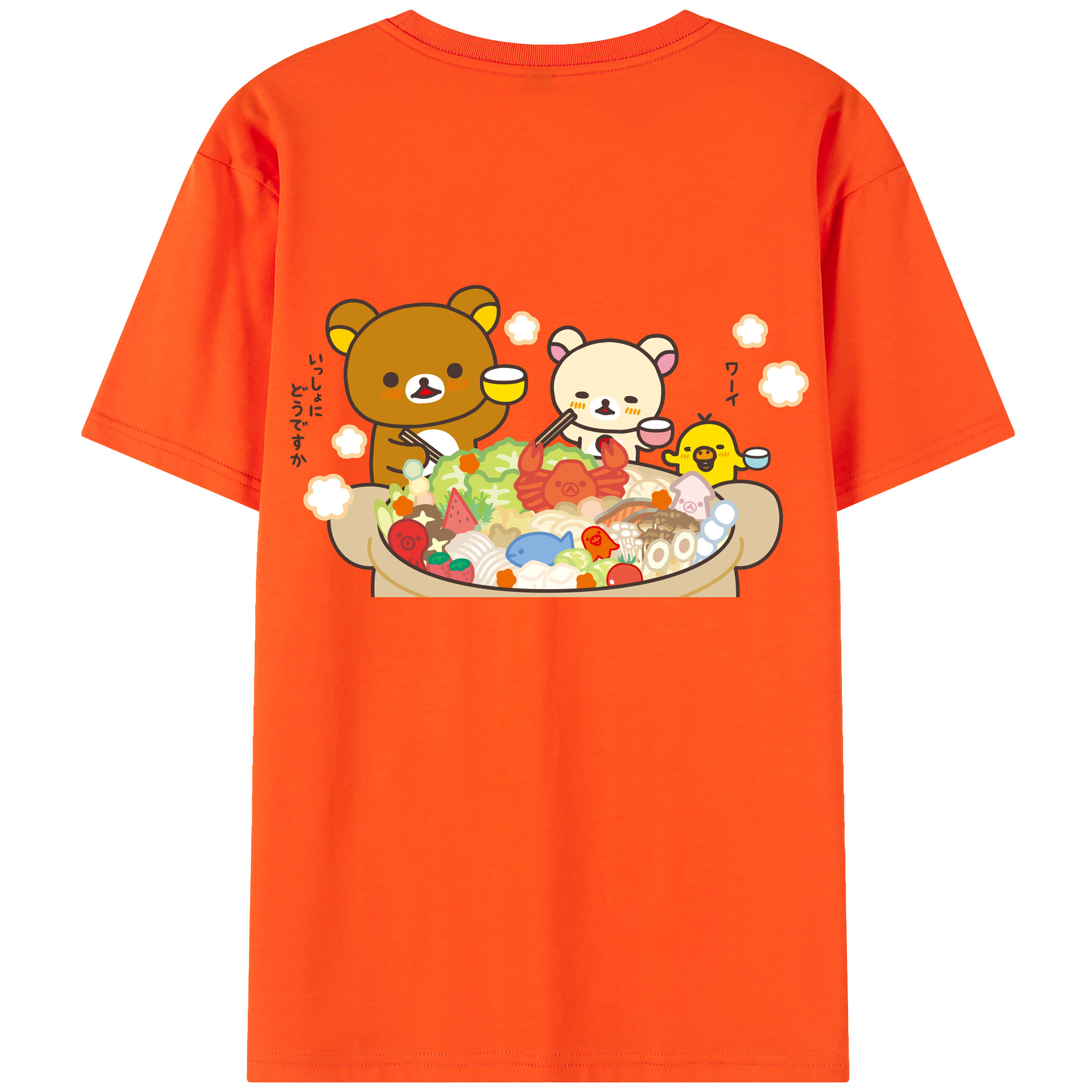 （画像用） リラックマ リラックマ キイロイトリ Rilakkuma Korilakkuma Kiiroitori 綿100％半袖Tシャツ（背面プリント）