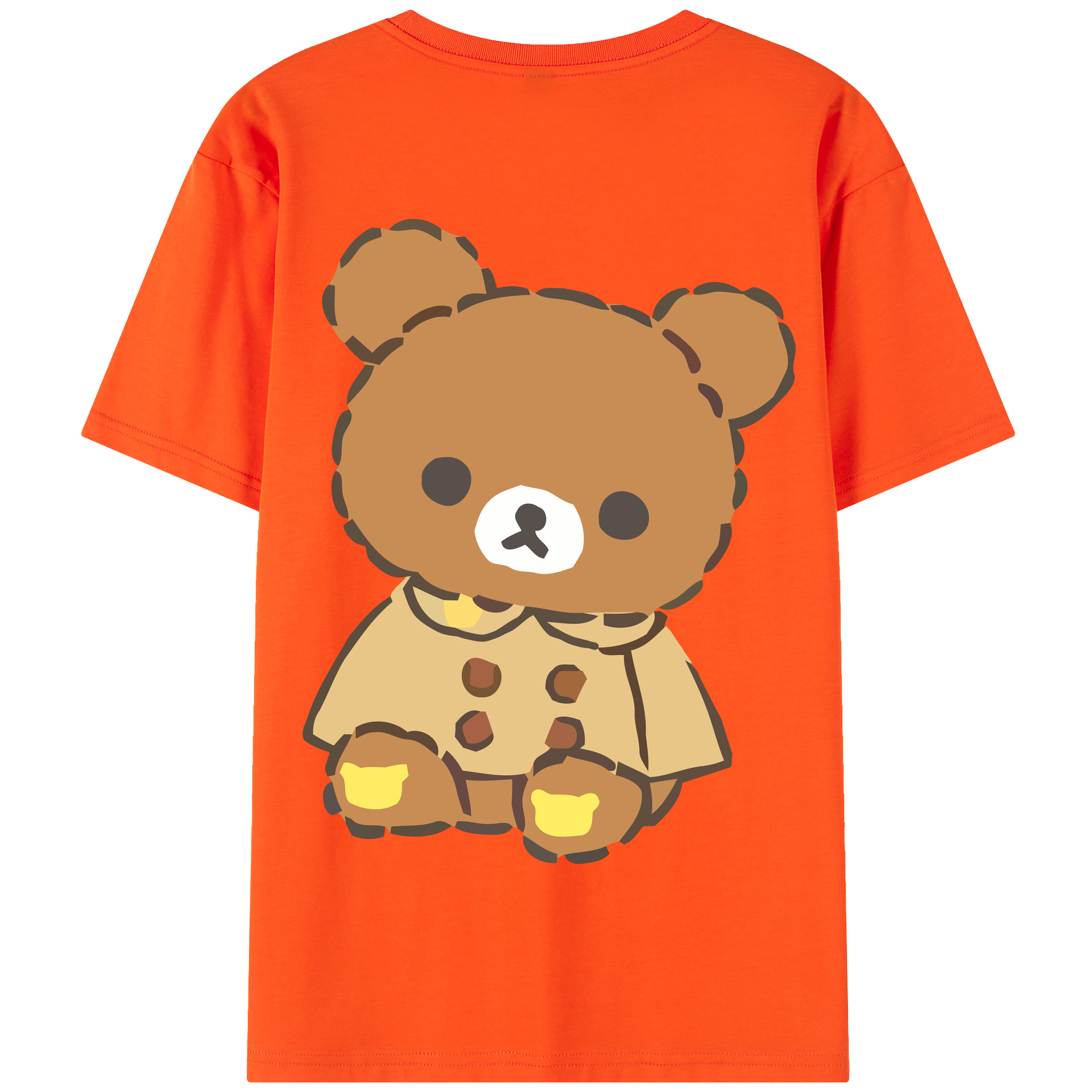 （画像用） リラックマ リラックマ キイロイトリ Rilakkuma Korilakkuma Kiiroitori 綿100％半袖Tシャツ（背面プリント）