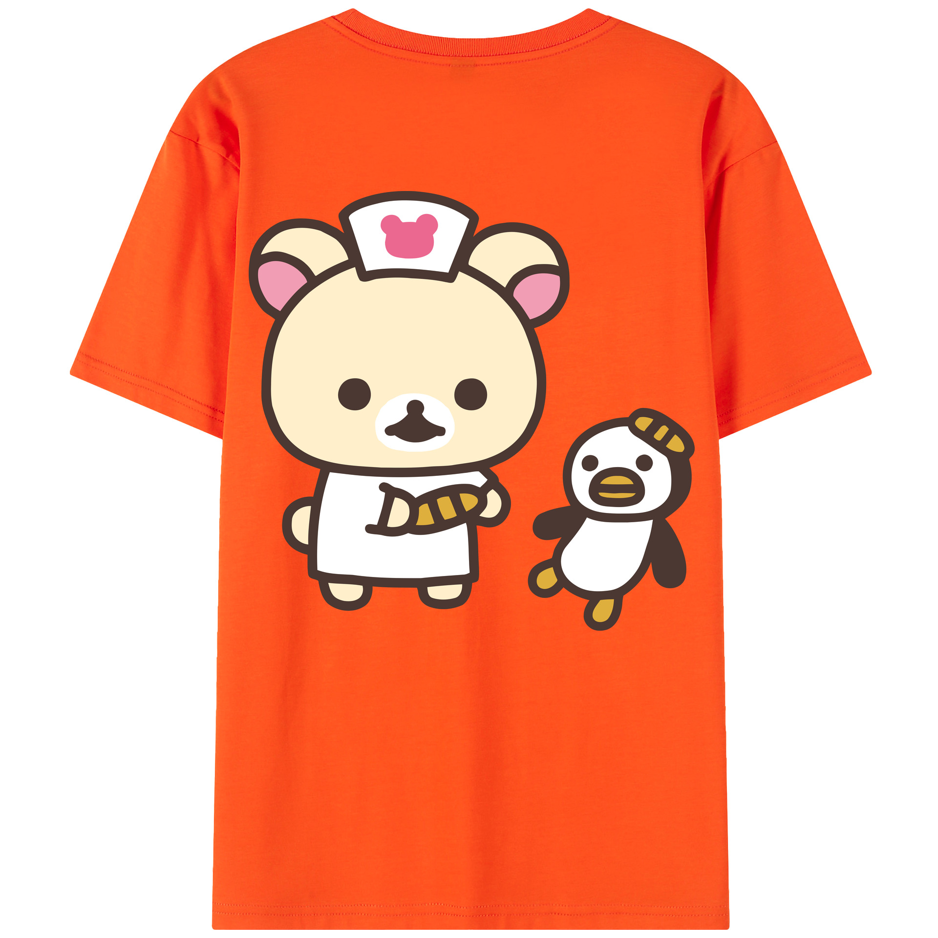 （画像用） リラックマ リラックマ キイロイトリ Rilakkuma Korilakkuma Kiiroitori 綿100％半袖Tシャツ（背面プリント）