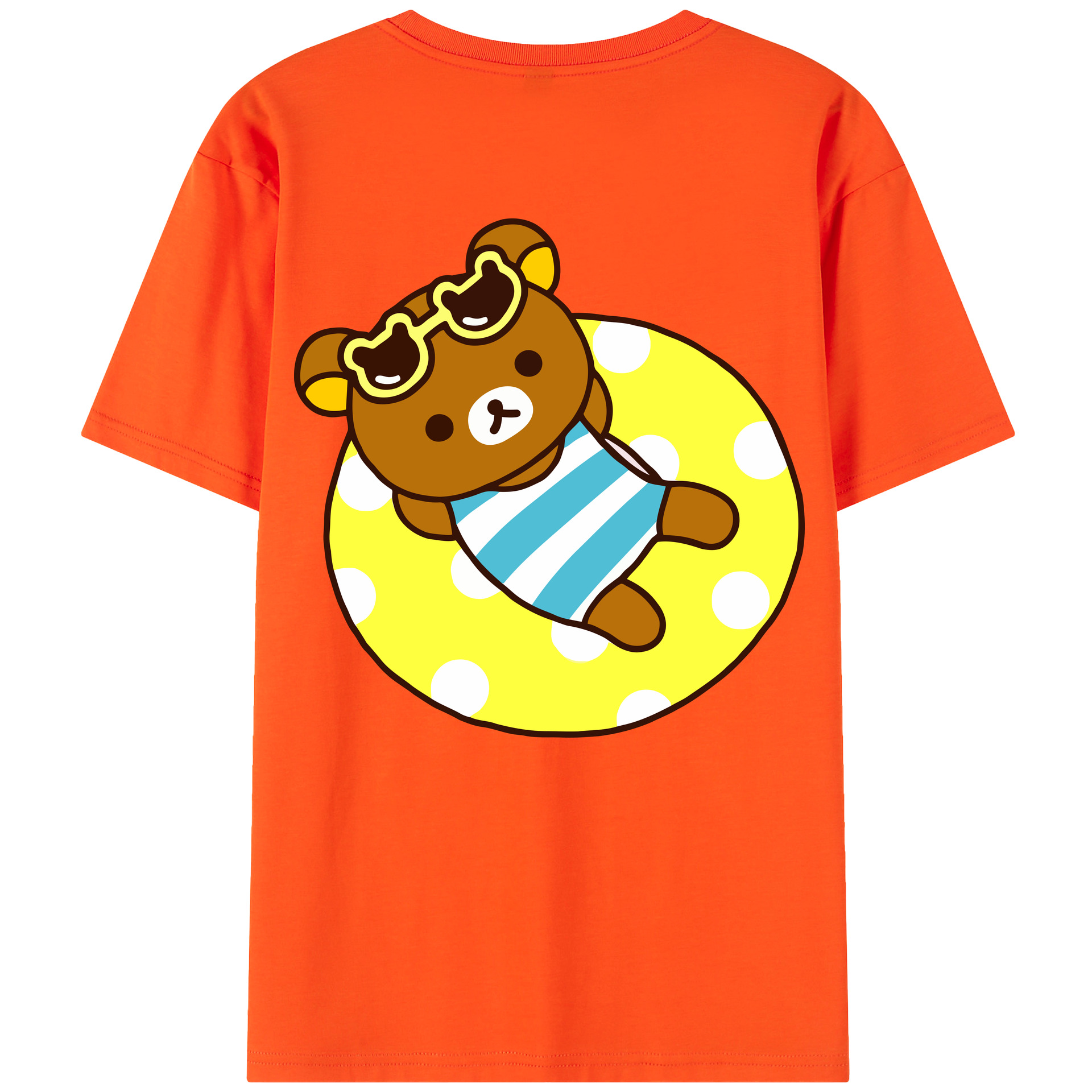 （画像用） リラックマ リラックマ キイロイトリ Rilakkuma Korilakkuma Kiiroitori 綿100％半袖Tシャツ（背面プリント）