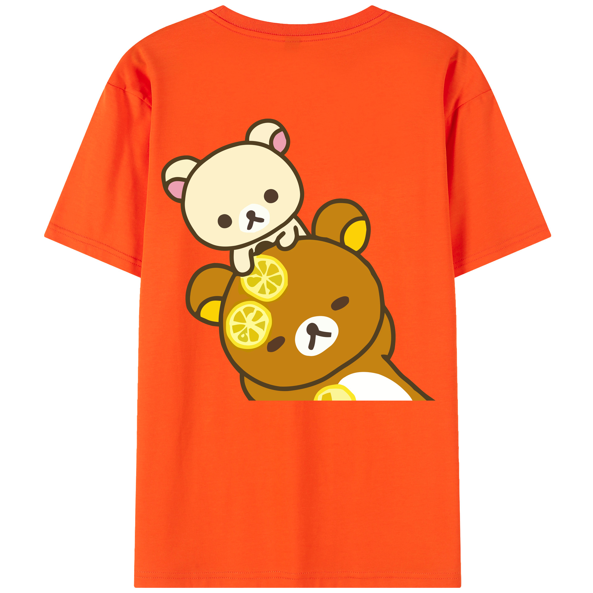 （画像用） リラックマ リラックマ キイロイトリ Rilakkuma Korilakkuma Kiiroitori 綿100％半袖Tシャツ（背面プリント）