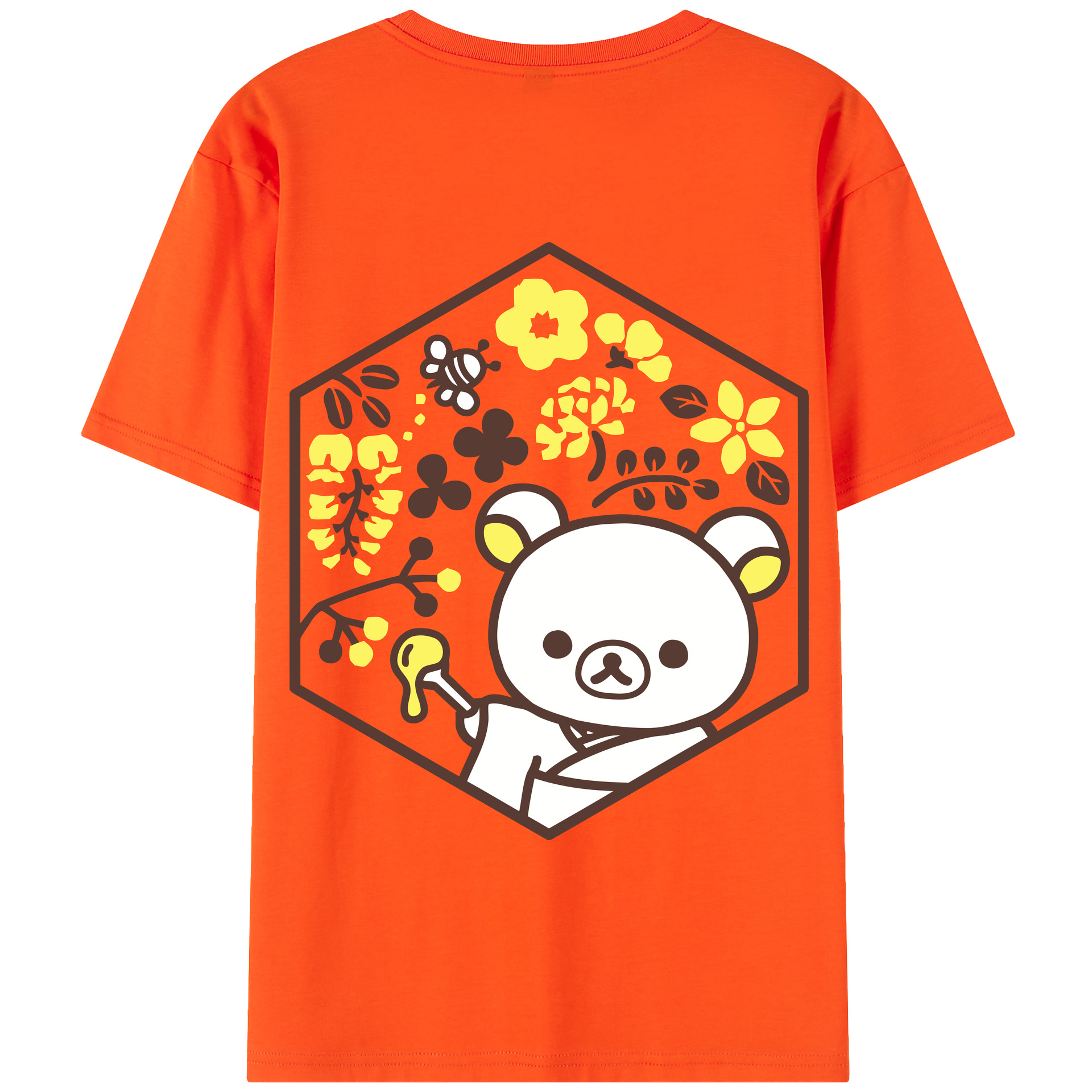 （画像用） リラックマ リラックマ キイロイトリ Rilakkuma Korilakkuma Kiiroitori 綿100％半袖Tシャツ（背面プリント）