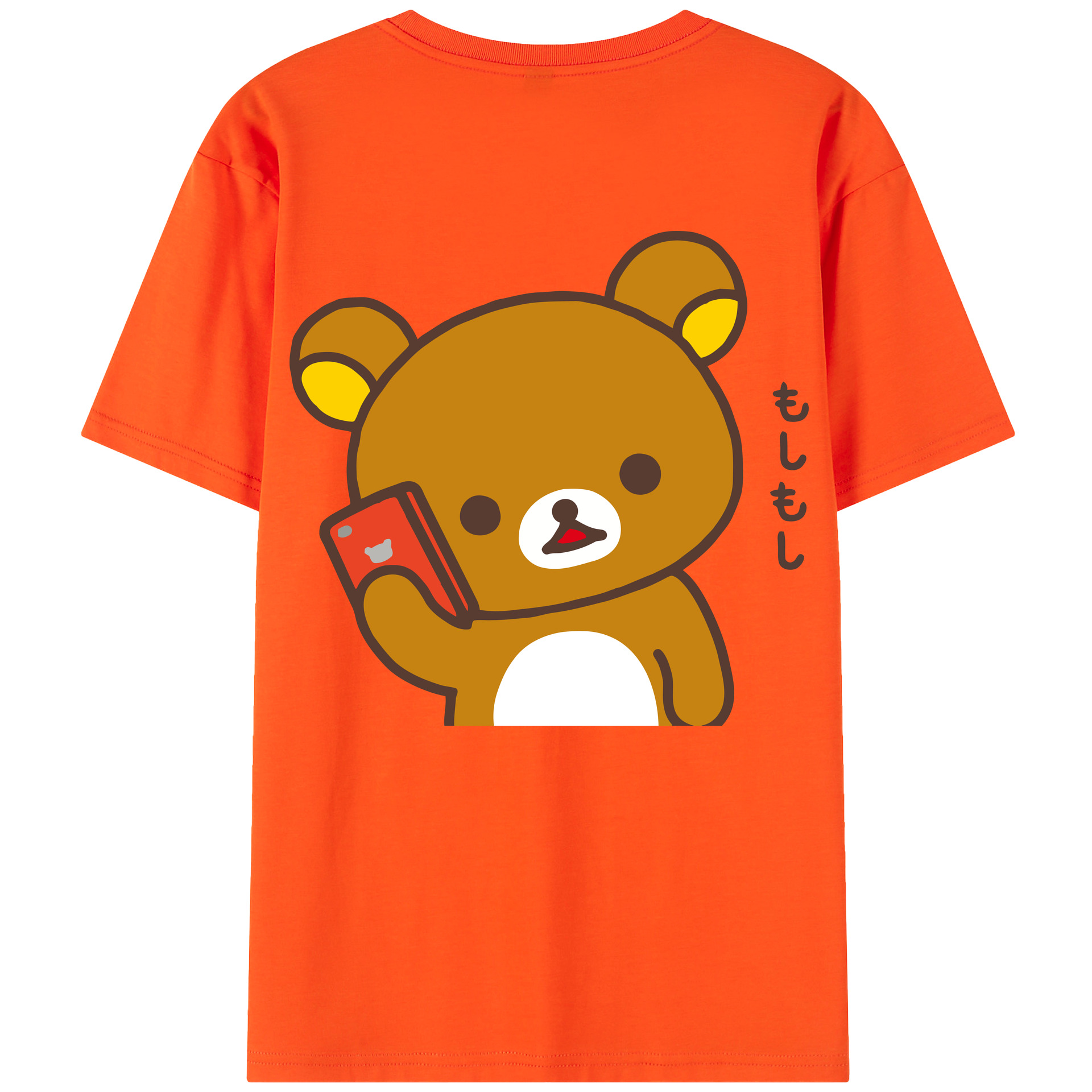 （画像用） リラックマ リラックマ キイロイトリ Rilakkuma Korilakkuma Kiiroitori 綿100％半袖Tシャツ（背面プリント）