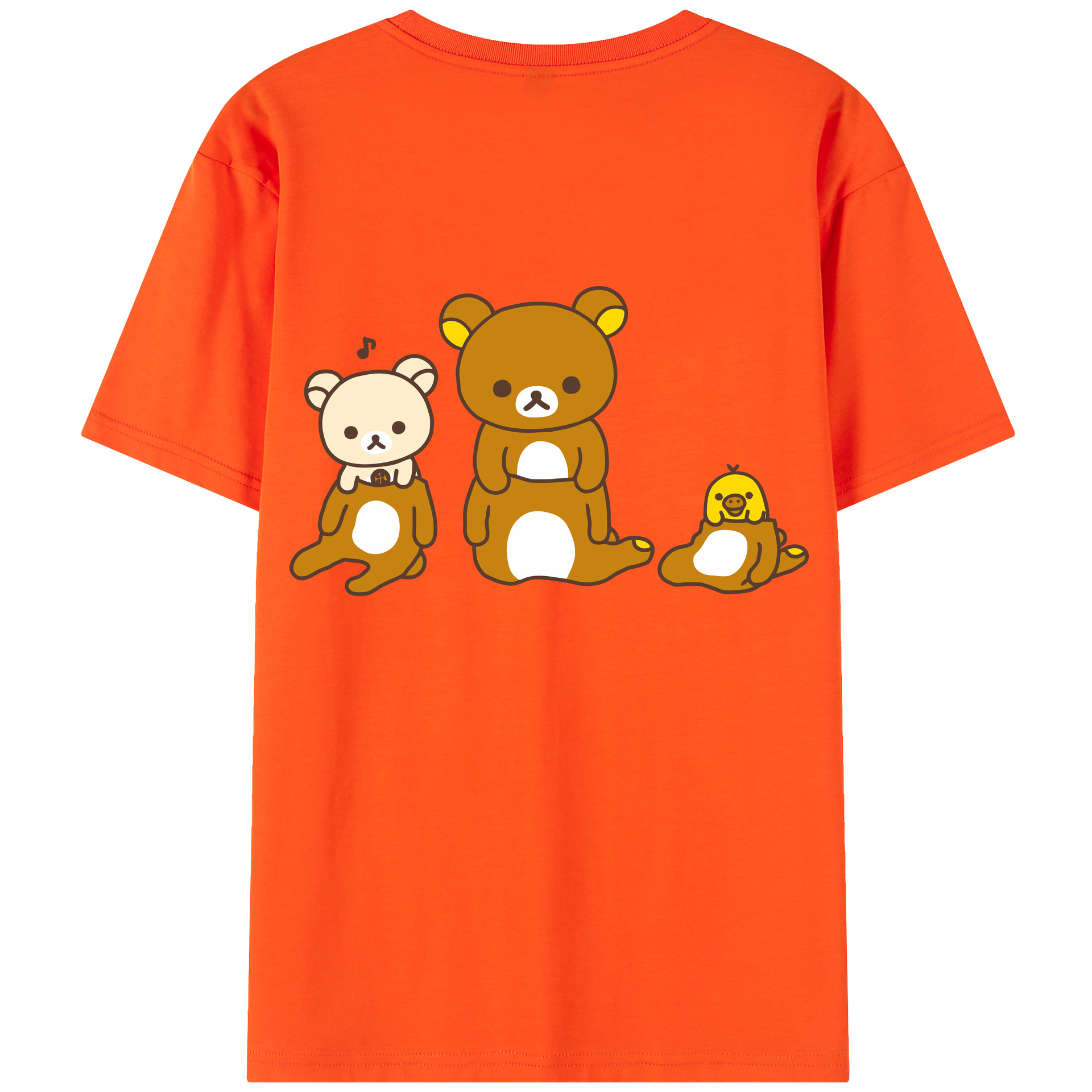 （画像用） リラックマ リラックマ キイロイトリ Rilakkuma Korilakkuma Kiiroitori 綿100％半袖Tシャツ（背面プリント）