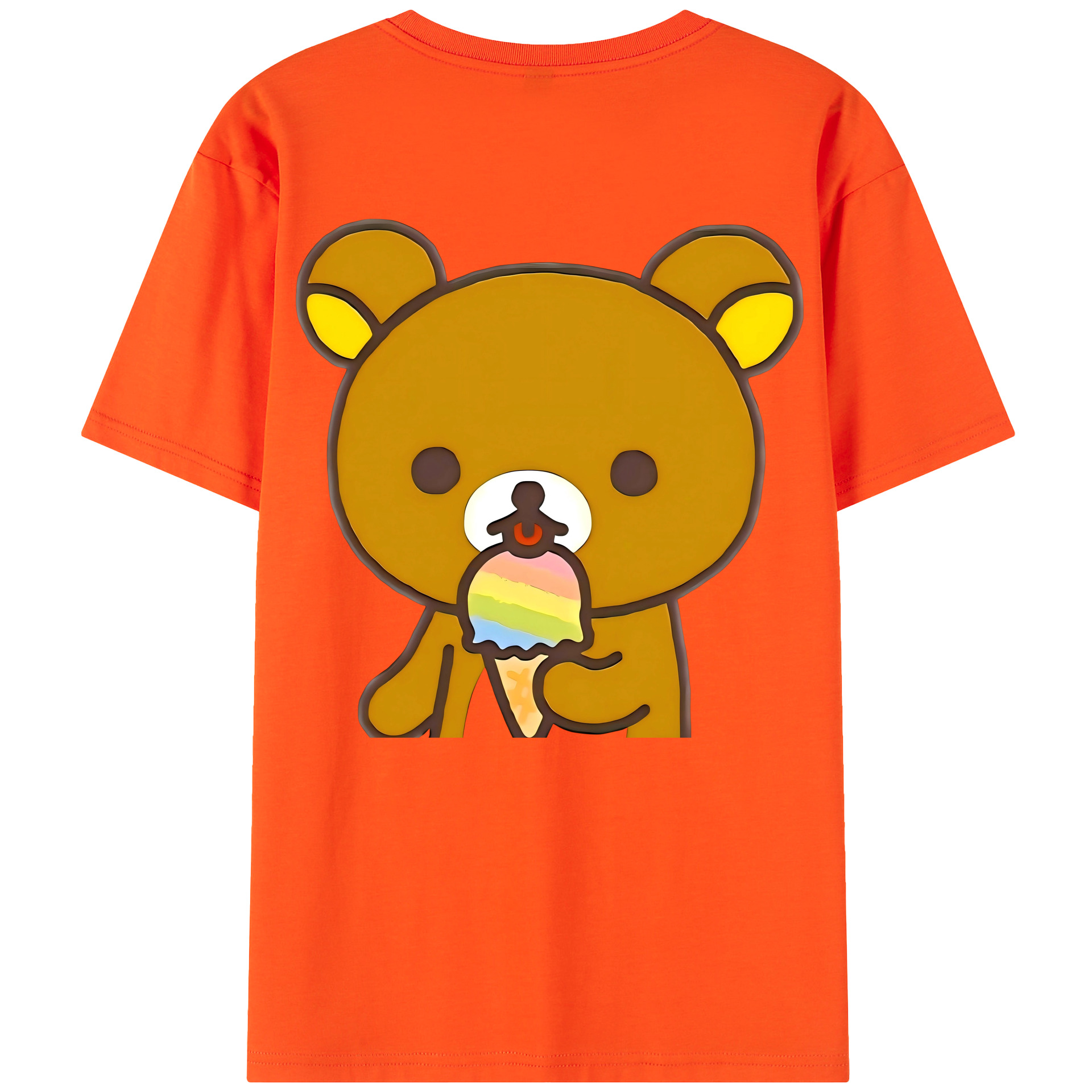 （画像用） リラックマ リラックマ キイロイトリ Rilakkuma Korilakkuma Kiiroitori 綿100％半袖Tシャツ（背面プリント）