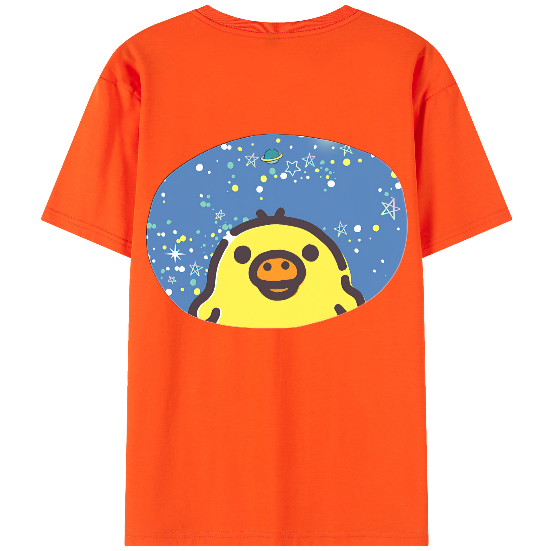 （画像用） リラックマ リラックマ キイロイトリ Rilakkuma Korilakkuma Kiiroitori 綿100％半袖Tシャツ（背面プリント）