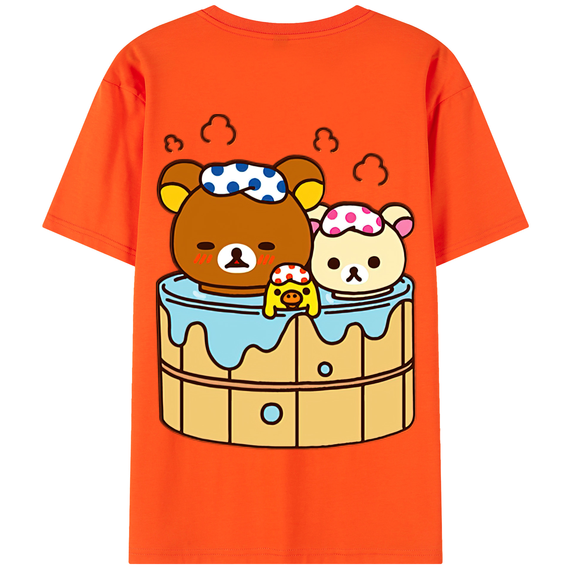 （画像用） リラックマ リラックマ キイロイトリ Rilakkuma Korilakkuma Kiiroitori 綿100％半袖Tシャツ（背面プリント）