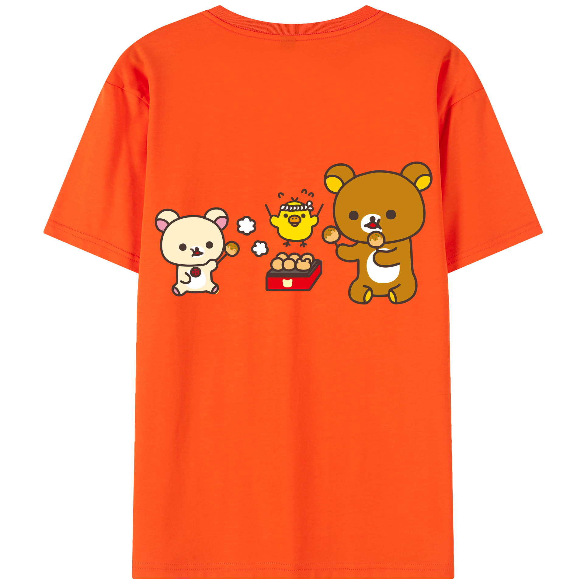 （画像用） リラックマ リラックマ キイロイトリ Rilakkuma Korilakkuma Kiiroitori 綿100％半袖Tシャツ（背面プリント）