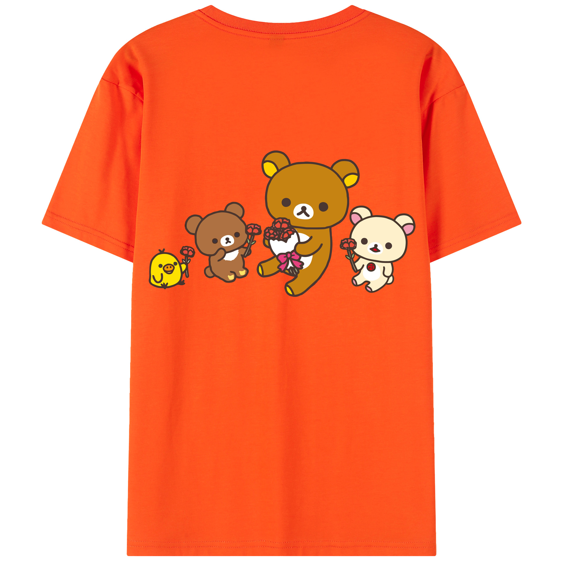 （画像用） リラックマ リラックマ キイロイトリ Rilakkuma Korilakkuma Kiiroitori 綿100％半袖Tシャツ（背面プリント）