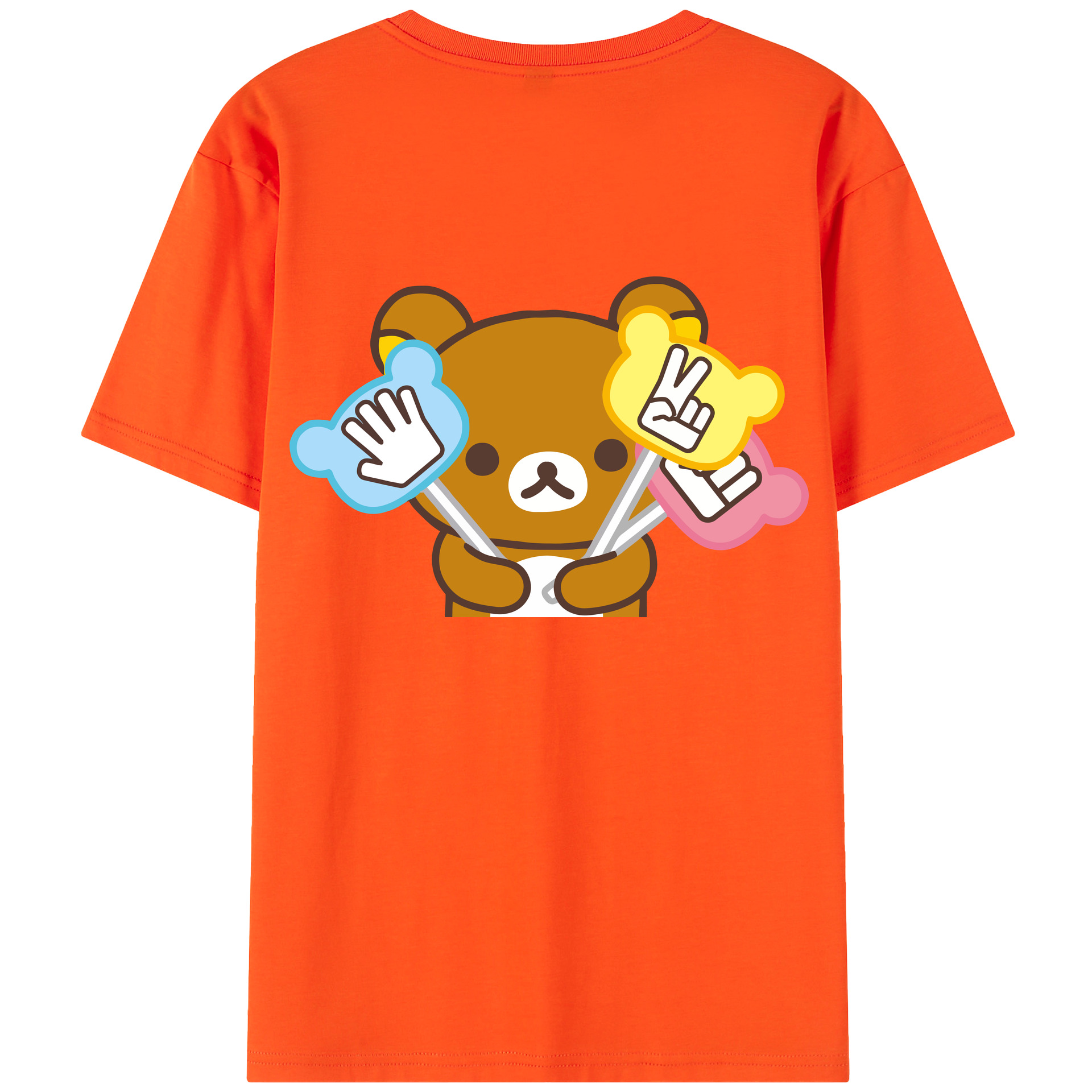 （画像用） リラックマ リラックマ キイロイトリ Rilakkuma Korilakkuma Kiiroitori 綿100％半袖Tシャツ（背面プリント）