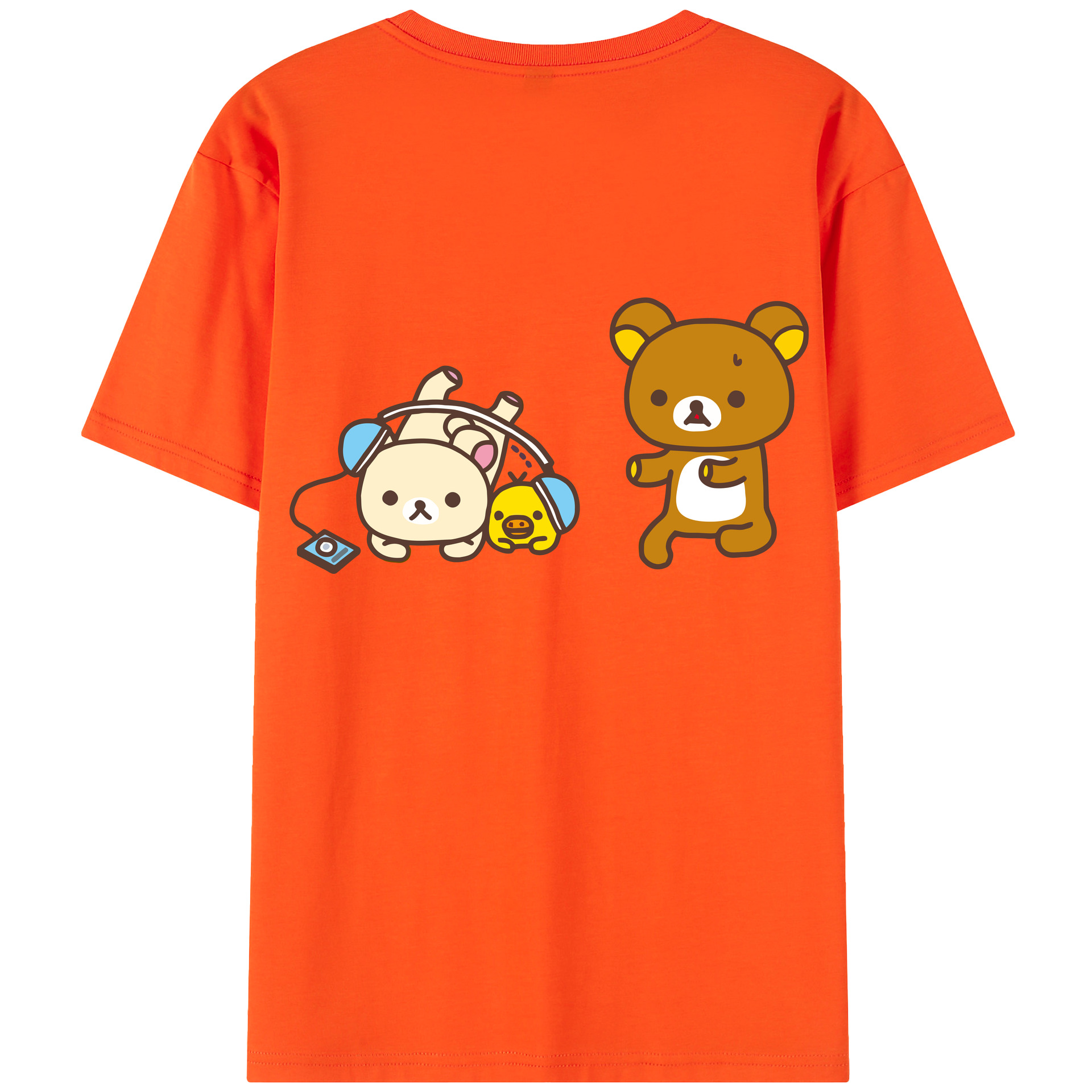 （画像用） リラックマ リラックマ キイロイトリ Rilakkuma Korilakkuma Kiiroitori 綿100％半袖Tシャツ（背面プリント）