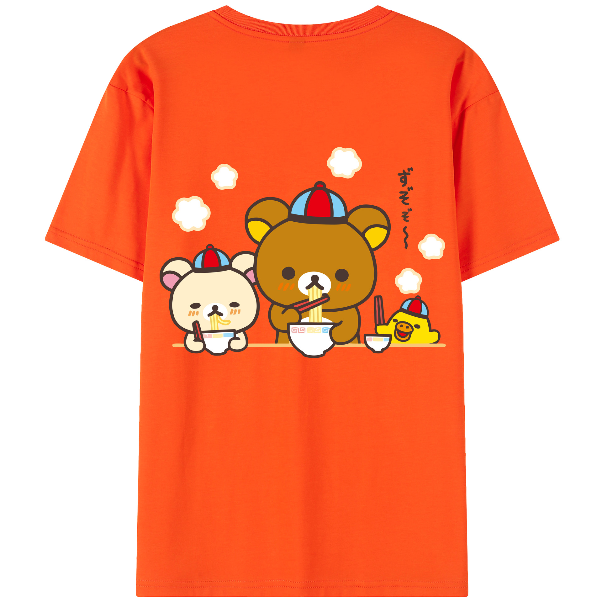 （画像用） リラックマ リラックマ キイロイトリ Rilakkuma Korilakkuma Kiiroitori 綿100％半袖Tシャツ（背面プリント）