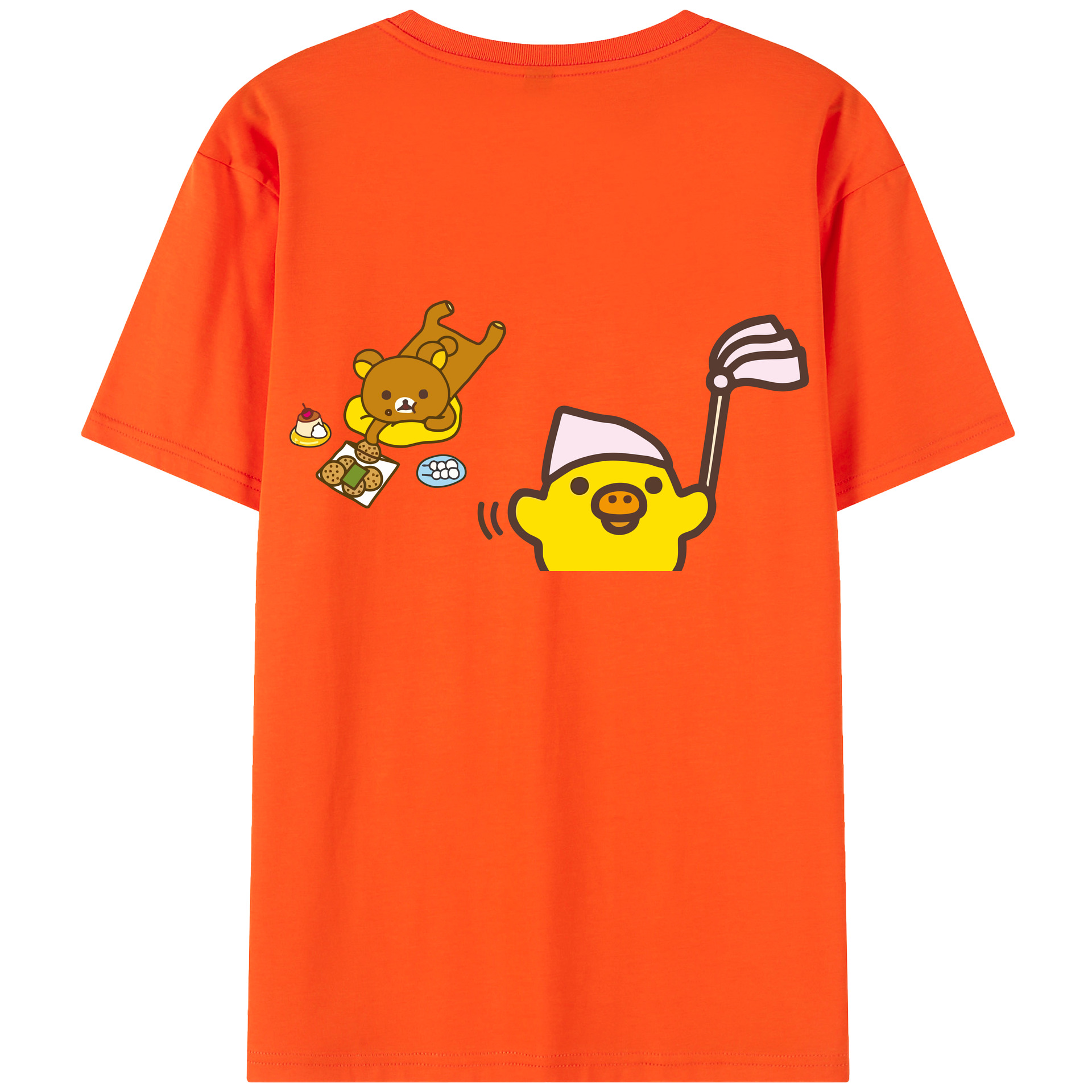 （画像用） リラックマ リラックマ キイロイトリ Rilakkuma Korilakkuma Kiiroitori 綿100％半袖Tシャツ（背面プリント）