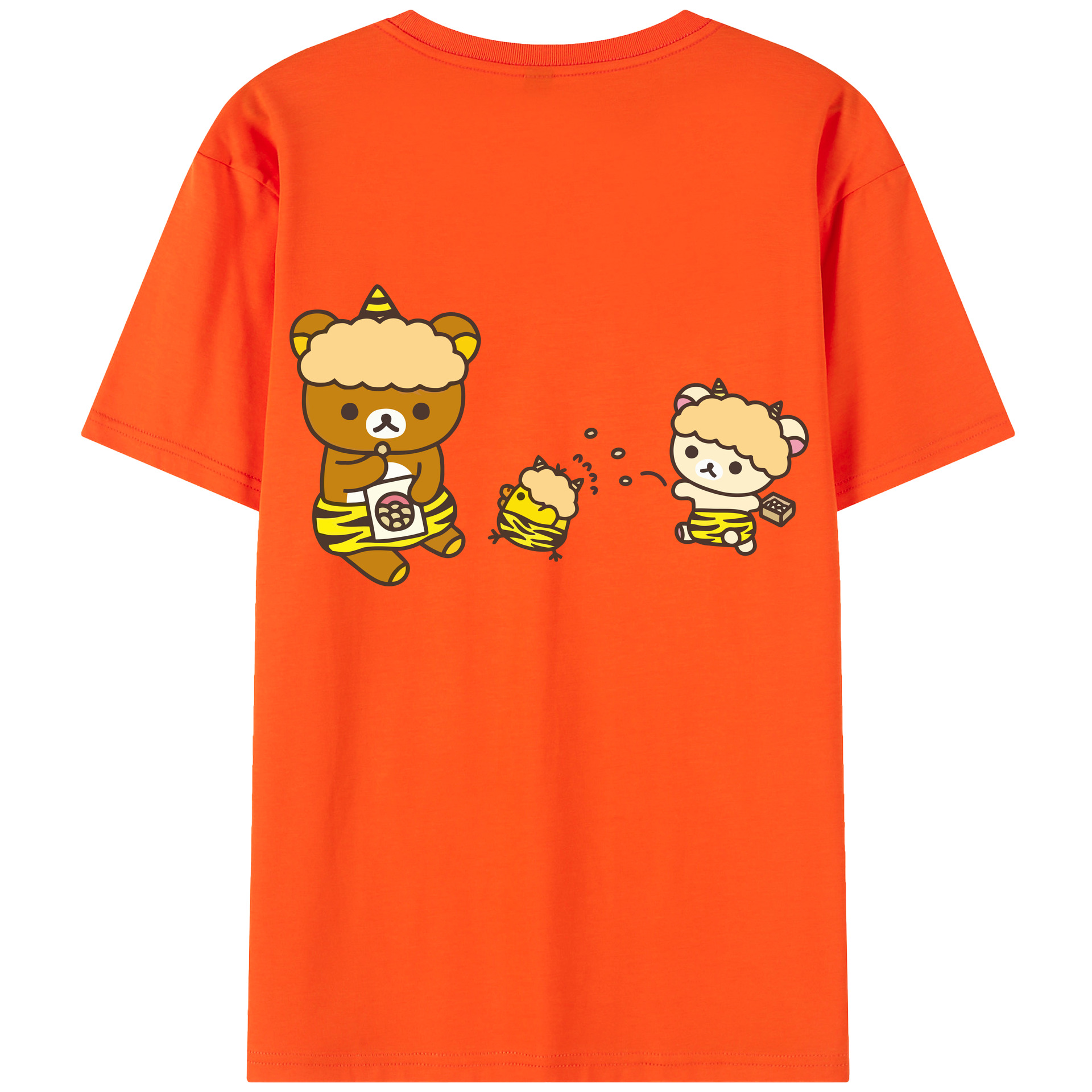 （画像用） リラックマ リラックマ キイロイトリ Rilakkuma Korilakkuma Kiiroitori 綿100％半袖Tシャツ（背面プリント）