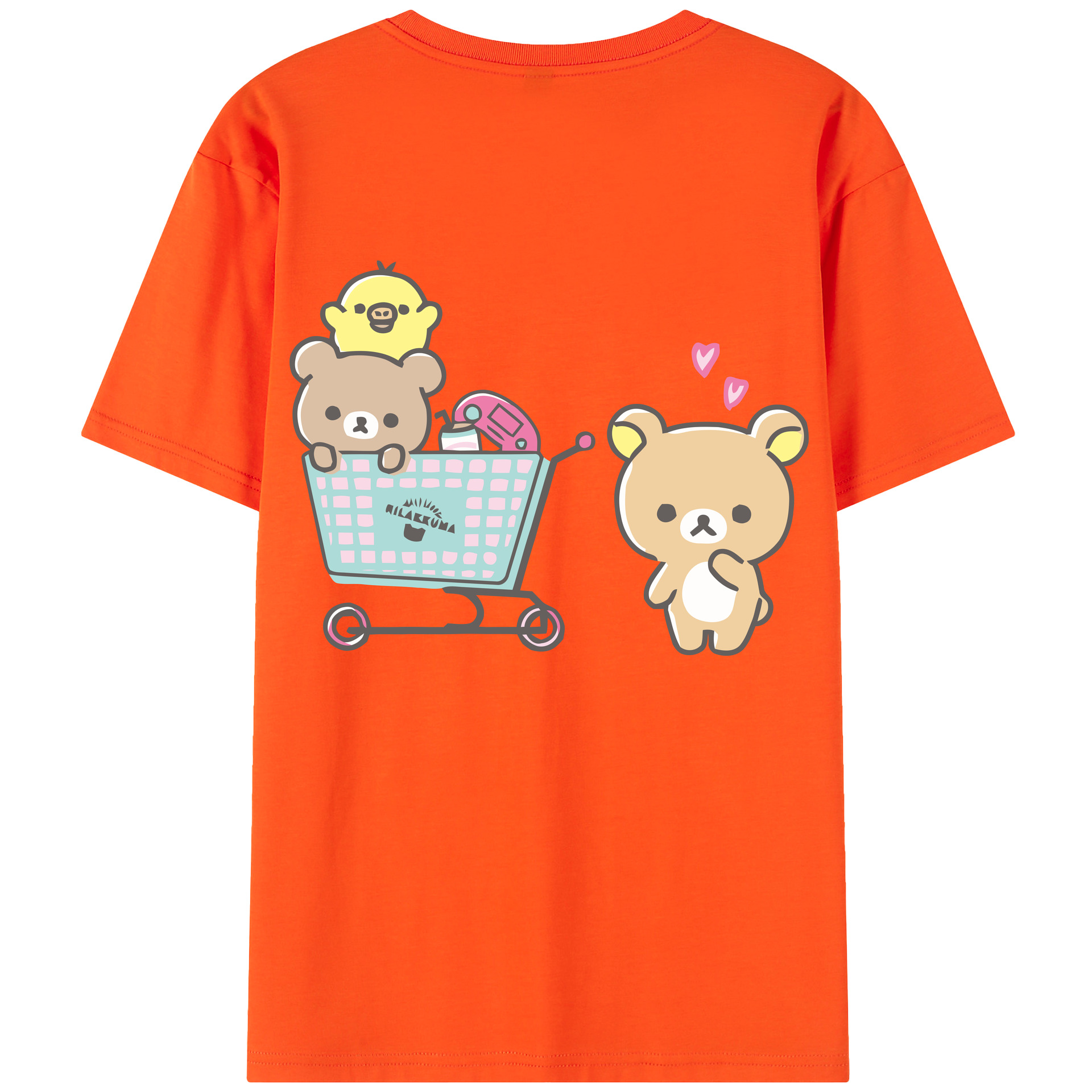 （画像用） リラックマ リラックマ キイロイトリ Rilakkuma Korilakkuma Kiiroitori 綿100％半袖Tシャツ（背面プリント）