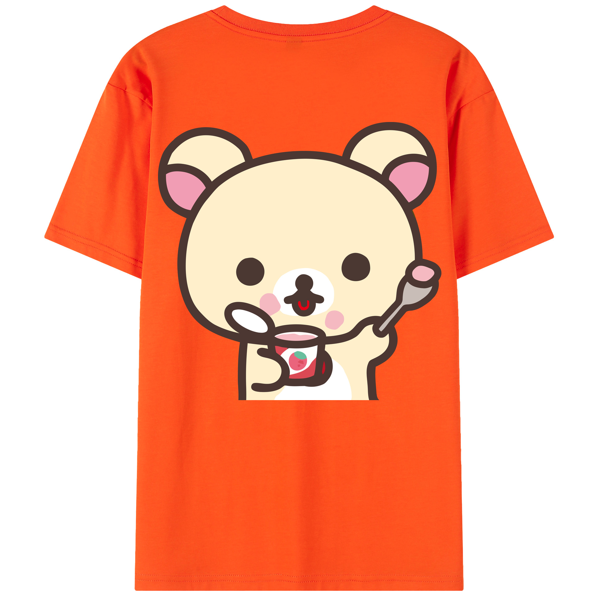 （画像用） リラックマ リラックマ キイロイトリ Rilakkuma Korilakkuma Kiiroitori 綿100％半袖Tシャツ（背面プリント）