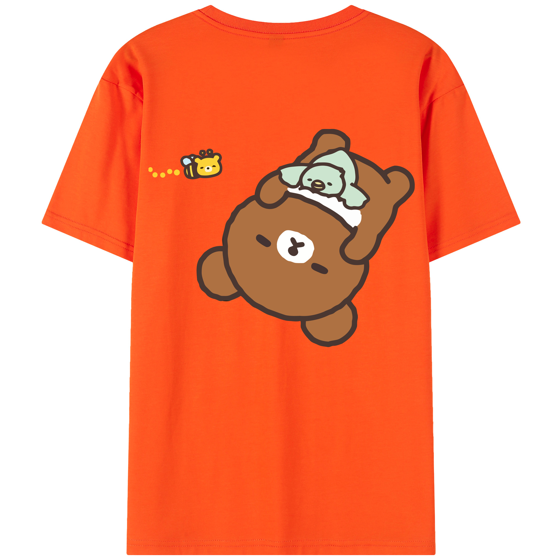 （画像用） リラックマ リラックマ キイロイトリ Rilakkuma Korilakkuma Kiiroitori 綿100％半袖Tシャツ（背面プリント）