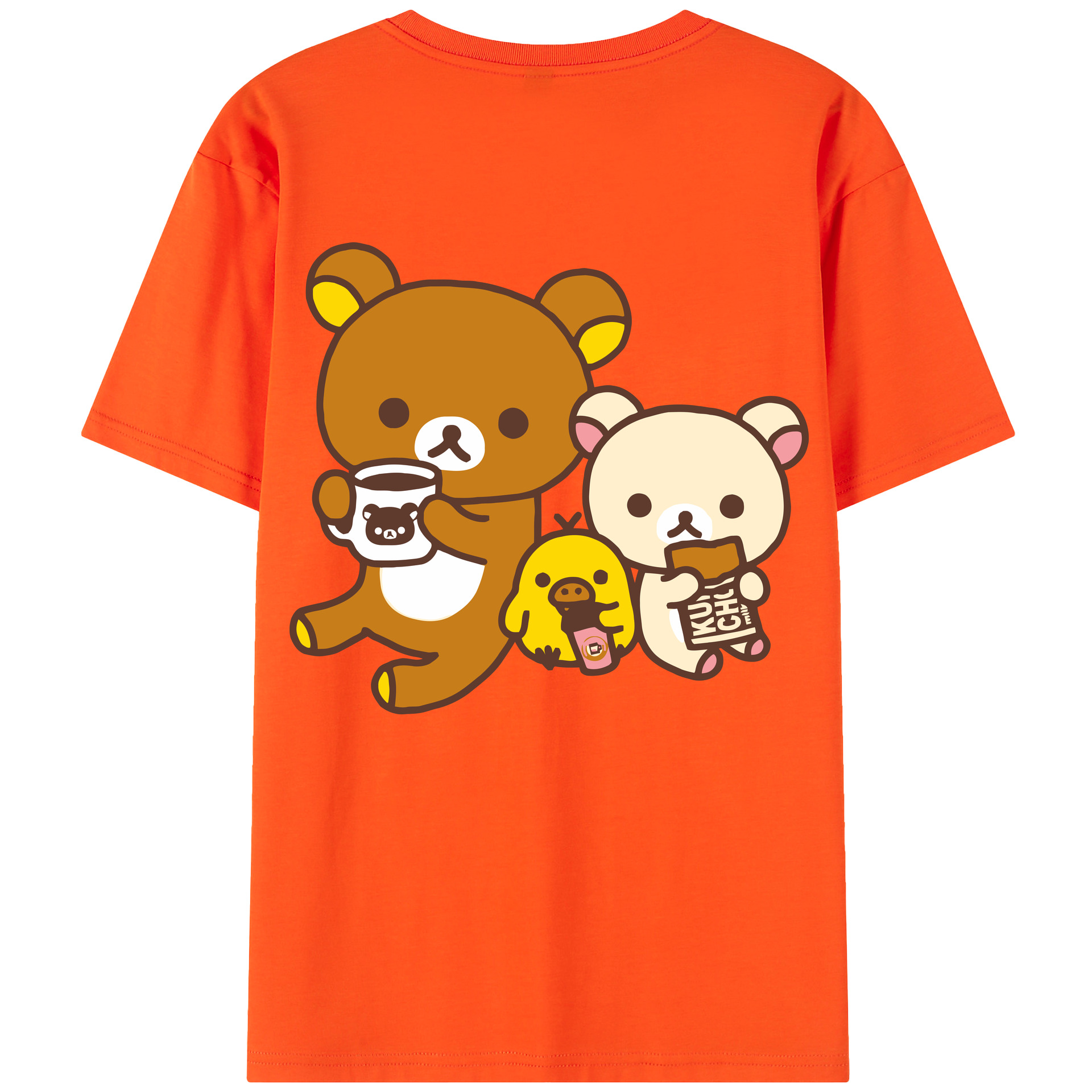 （画像用） リラックマ リラックマ キイロイトリ Rilakkuma Korilakkuma Kiiroitori 綿100％半袖Tシャツ（背面プリント）