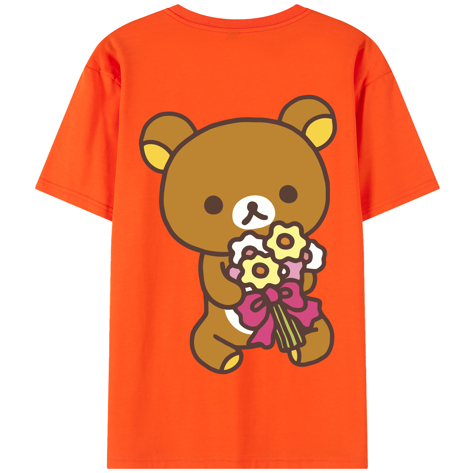 （画像用） リラックマ リラックマ キイロイトリ Rilakkuma Korilakkuma Kiiroitori 綿100％半袖Tシャツ（背面プリント）