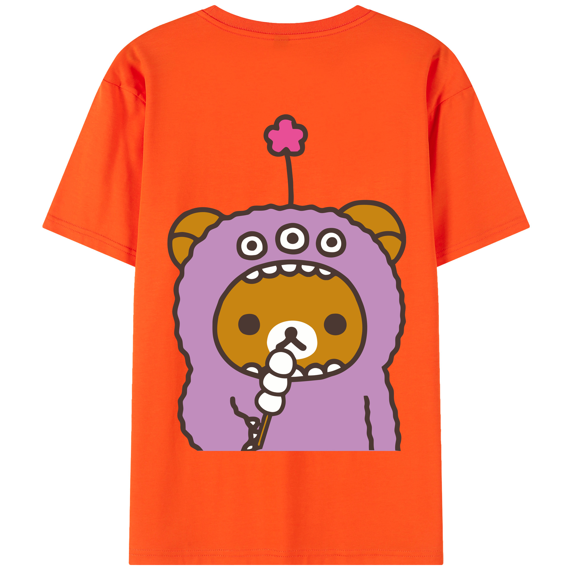 （画像用） リラックマ リラックマ キイロイトリ Rilakkuma Korilakkuma Kiiroitori 綿100％半袖Tシャツ（背面プリント）