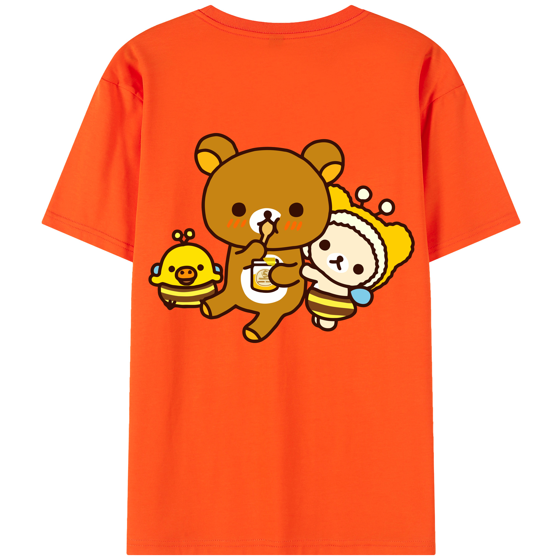 （画像用） リラックマ リラックマ キイロイトリ Rilakkuma Korilakkuma Kiiroitori 綿100％半袖Tシャツ（背面プリント）