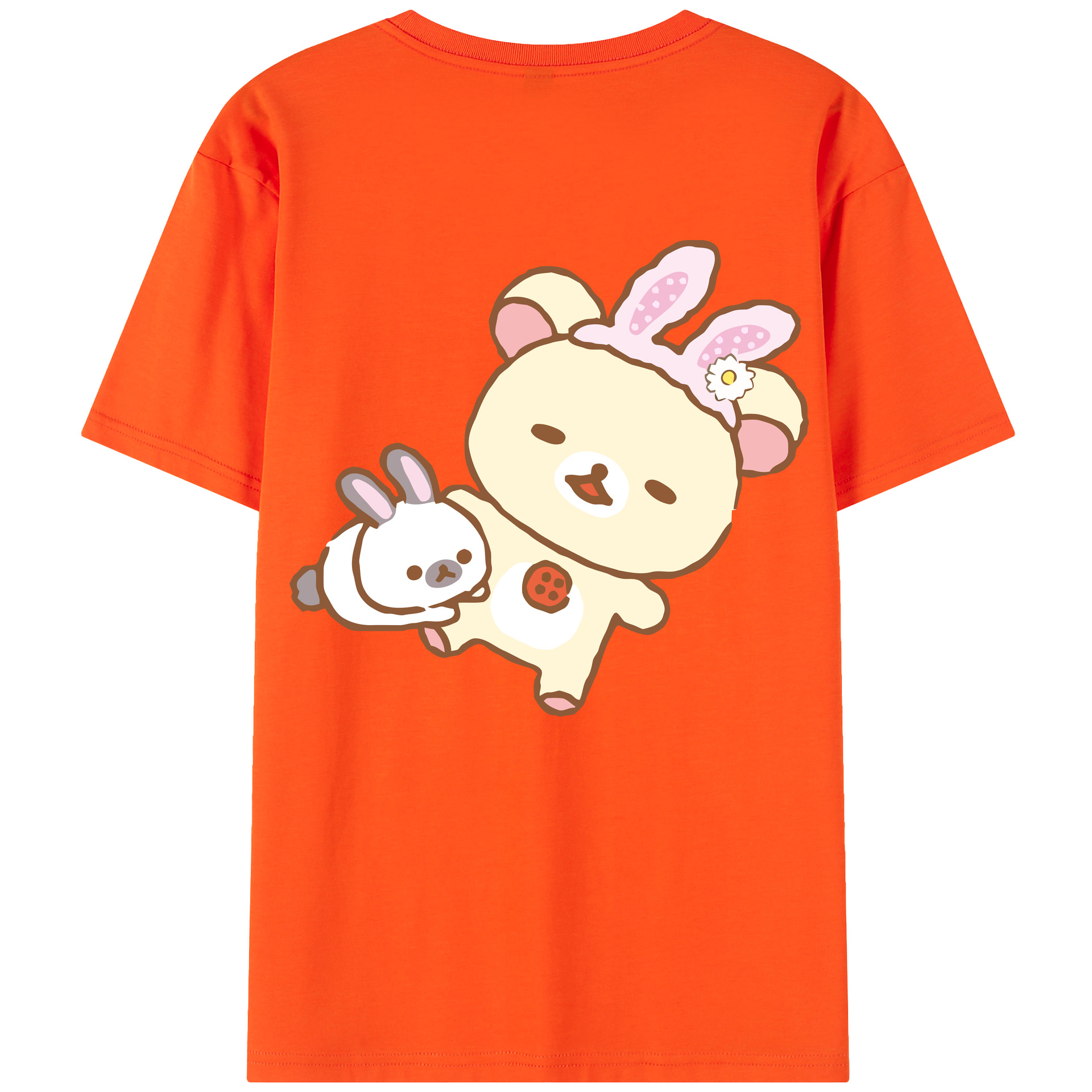 （画像用） リラックマ リラックマ キイロイトリ Rilakkuma Korilakkuma Kiiroitori 綿100％半袖Tシャツ（背面プリント）