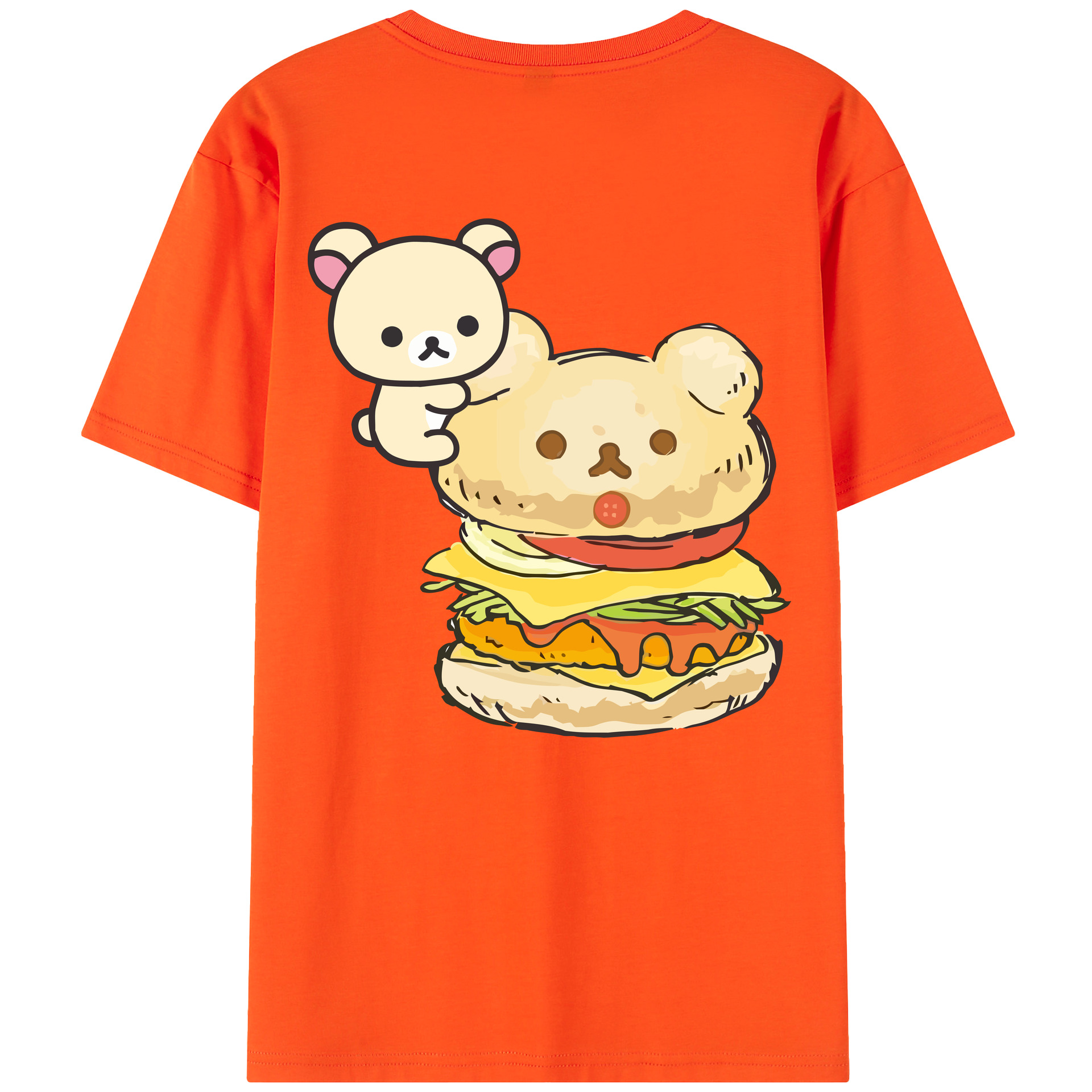 （画像用） リラックマ リラックマ キイロイトリ Rilakkuma Korilakkuma Kiiroitori 綿100％半袖Tシャツ（背面プリント）
