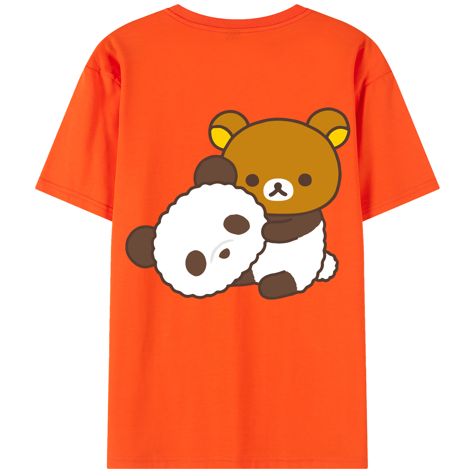 （画像用） リラックマ リラックマ キイロイトリ Rilakkuma Korilakkuma Kiiroitori 綿100％半袖Tシャツ（背面プリント）