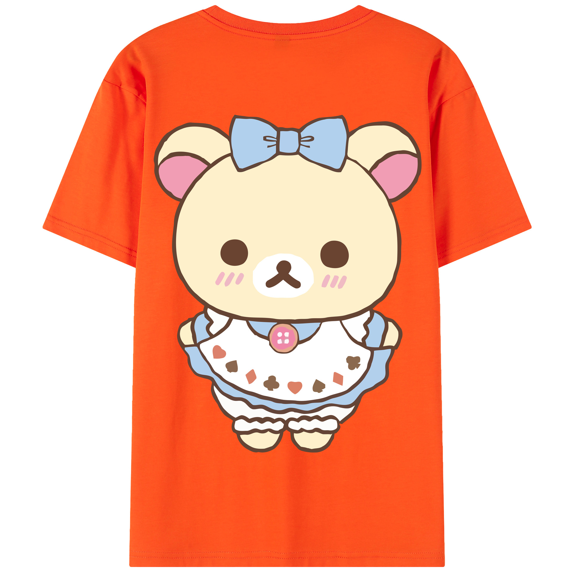 （画像用） リラックマ リラックマ キイロイトリ Rilakkuma Korilakkuma Kiiroitori 綿100％半袖Tシャツ（背面プリント）