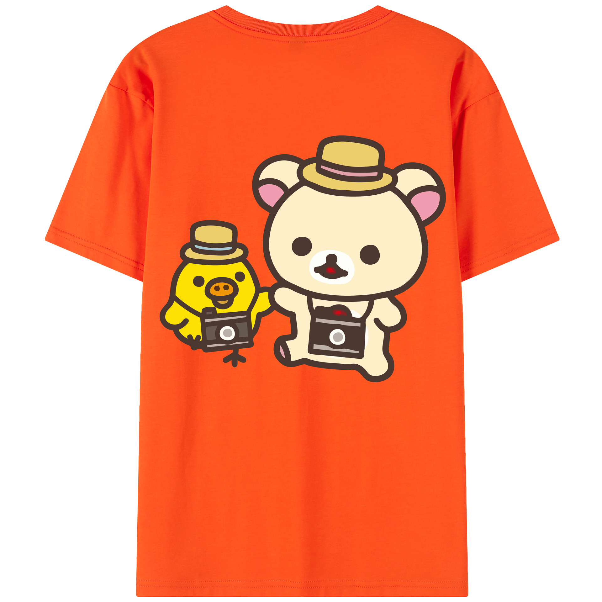 （画像用） リラックマ リラックマ キイロイトリ Rilakkuma Korilakkuma Kiiroitori 綿100％半袖Tシャツ（背面プリント）