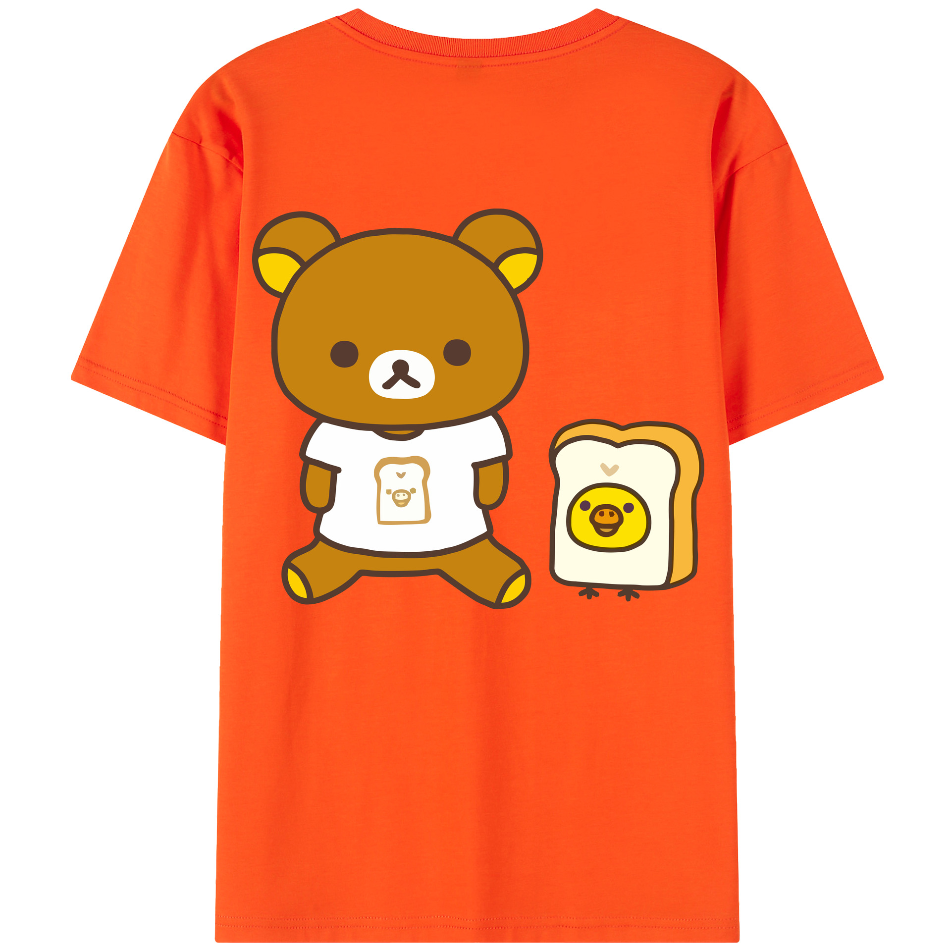 （画像用） リラックマ リラックマ キイロイトリ Rilakkuma Korilakkuma Kiiroitori 綿100％半袖Tシャツ（背面プリント）