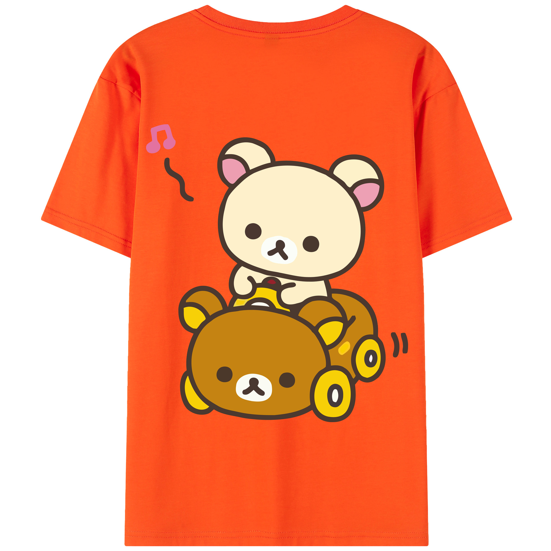 （画像用） リラックマ リラックマ キイロイトリ Rilakkuma Korilakkuma Kiiroitori 綿100％半袖Tシャツ（背面プリント）