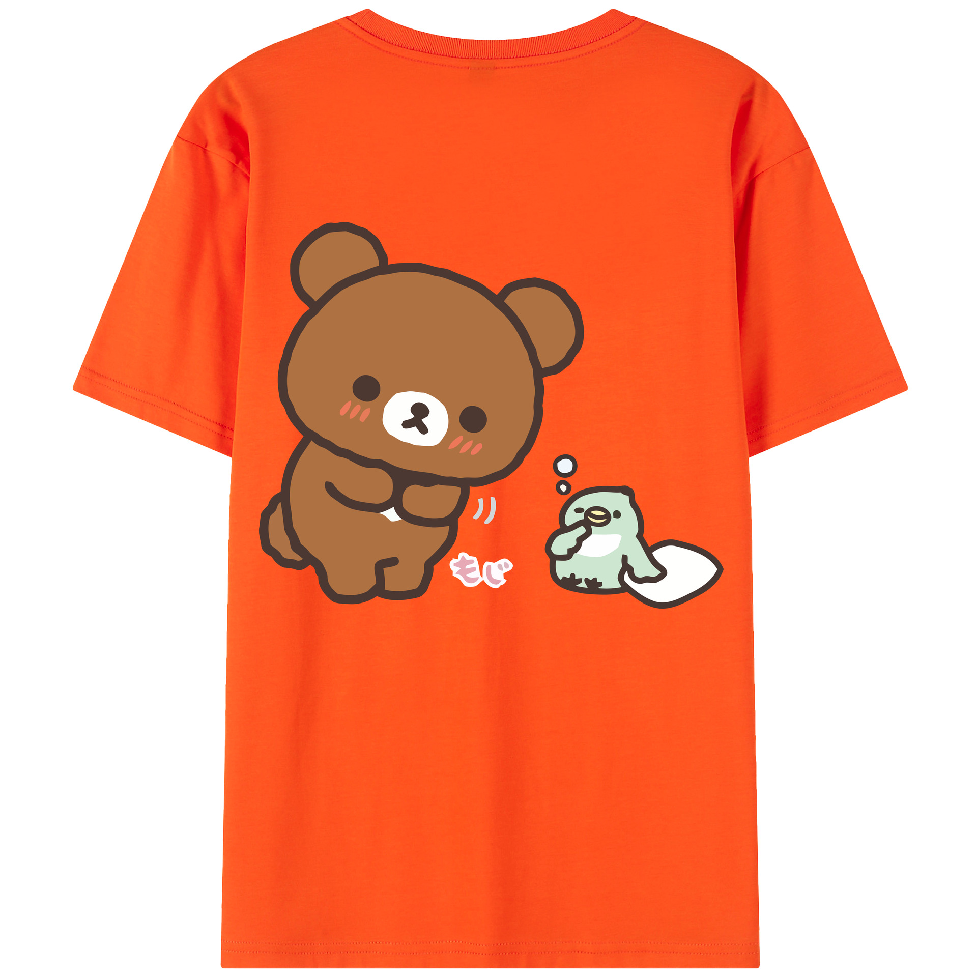 （画像用） リラックマ リラックマ キイロイトリ Rilakkuma Korilakkuma Kiiroitori 綿100％半袖Tシャツ（背面プリント）