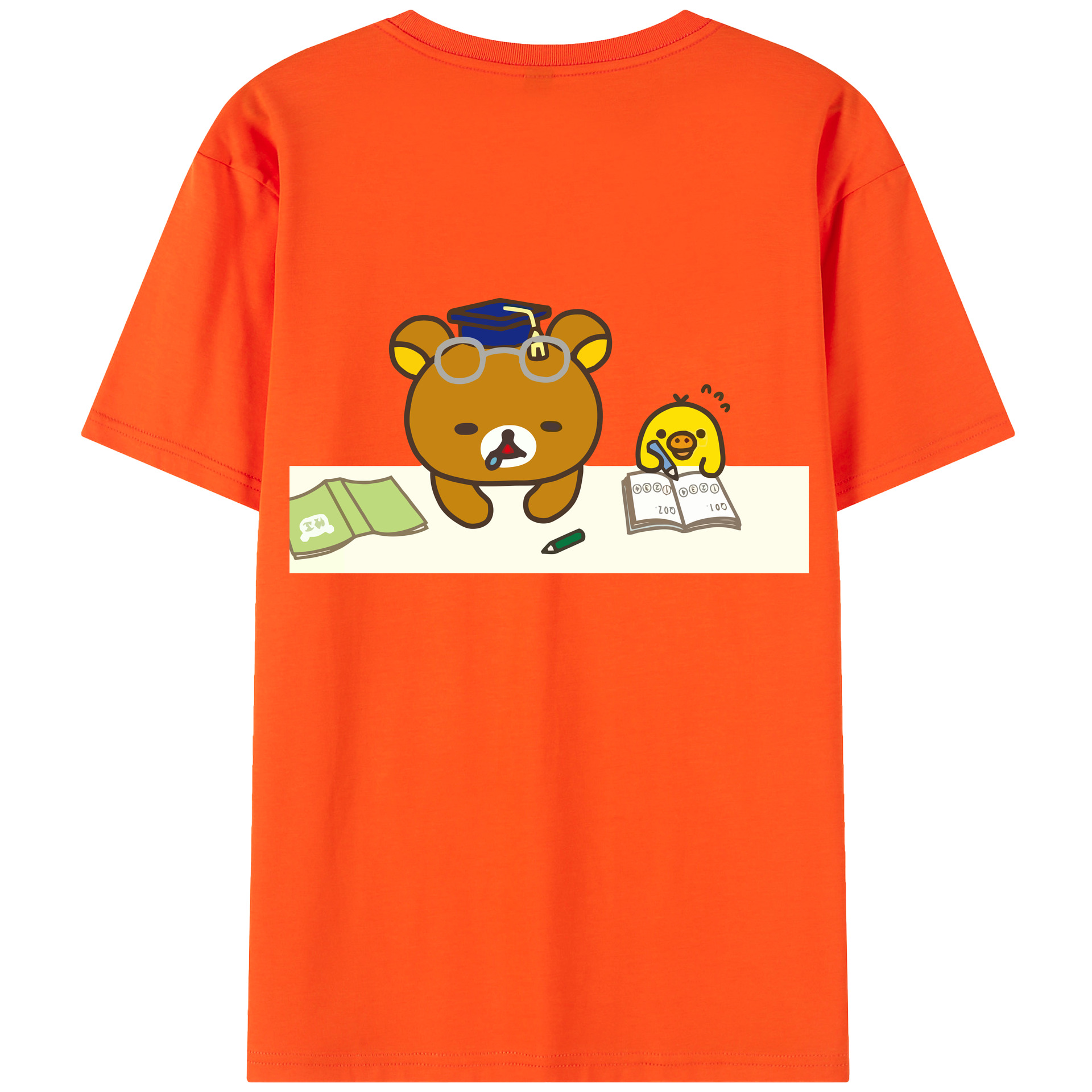 （画像用） リラックマ リラックマ キイロイトリ Rilakkuma Korilakkuma Kiiroitori 綿100％半袖Tシャツ（背面プリント）