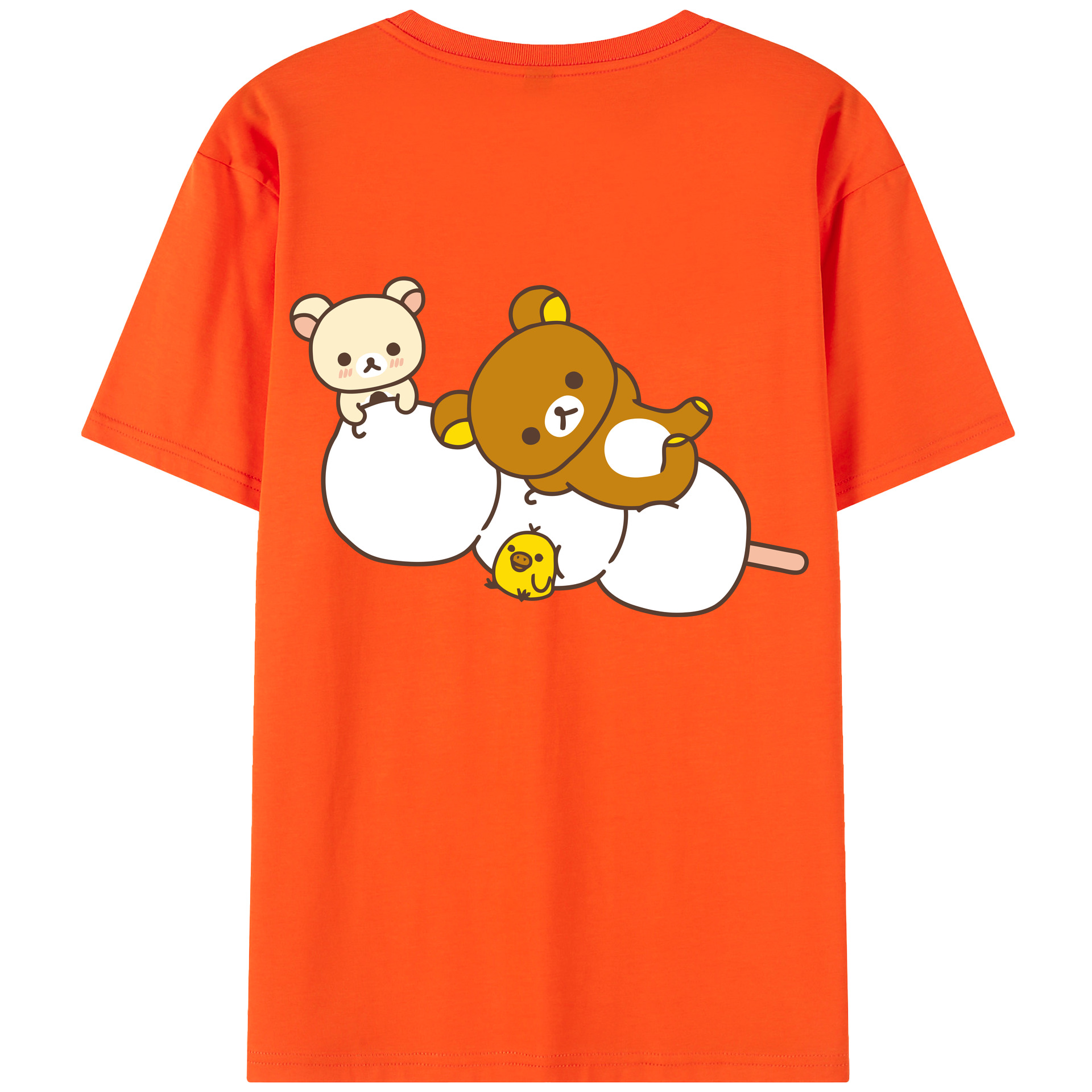 （画像用） リラックマ リラックマ キイロイトリ Rilakkuma Korilakkuma Kiiroitori 綿100％半袖Tシャツ（背面プリント）