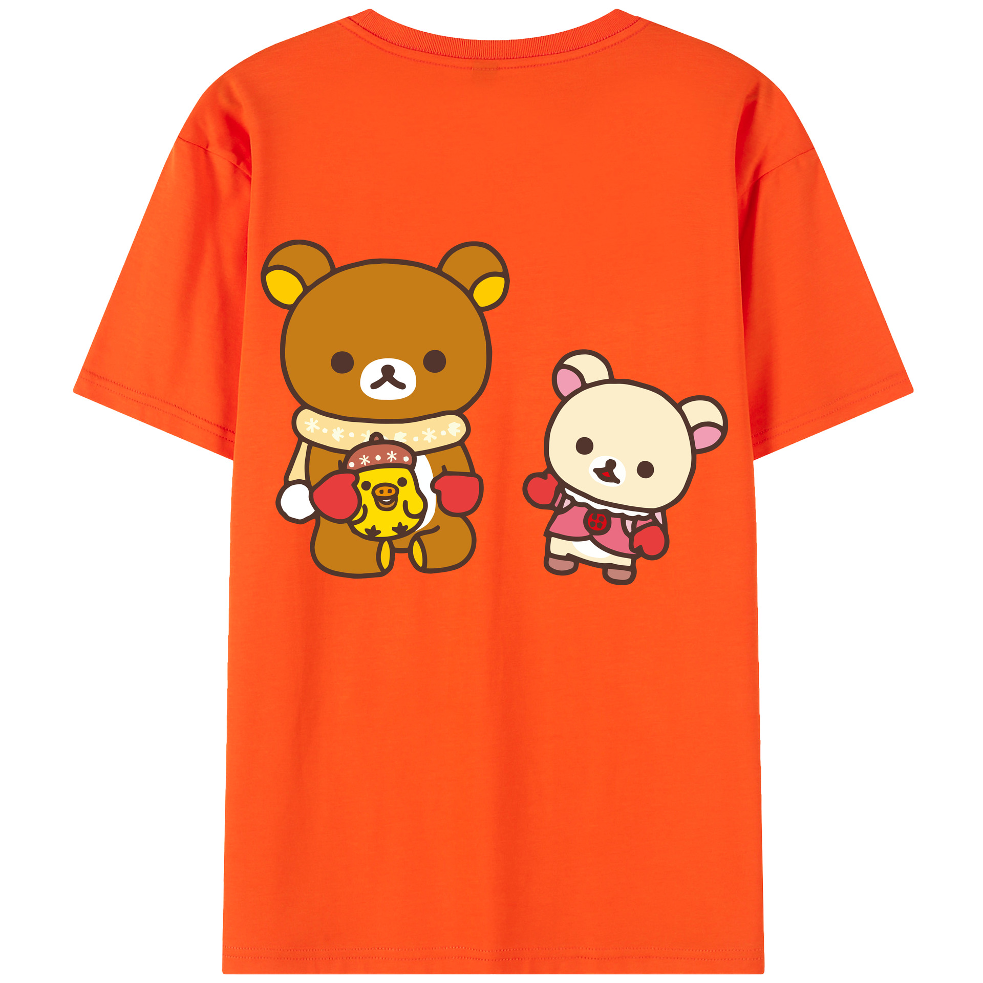 （画像用） リラックマ リラックマ キイロイトリ Rilakkuma Korilakkuma Kiiroitori 綿100％半袖Tシャツ（背面プリント）