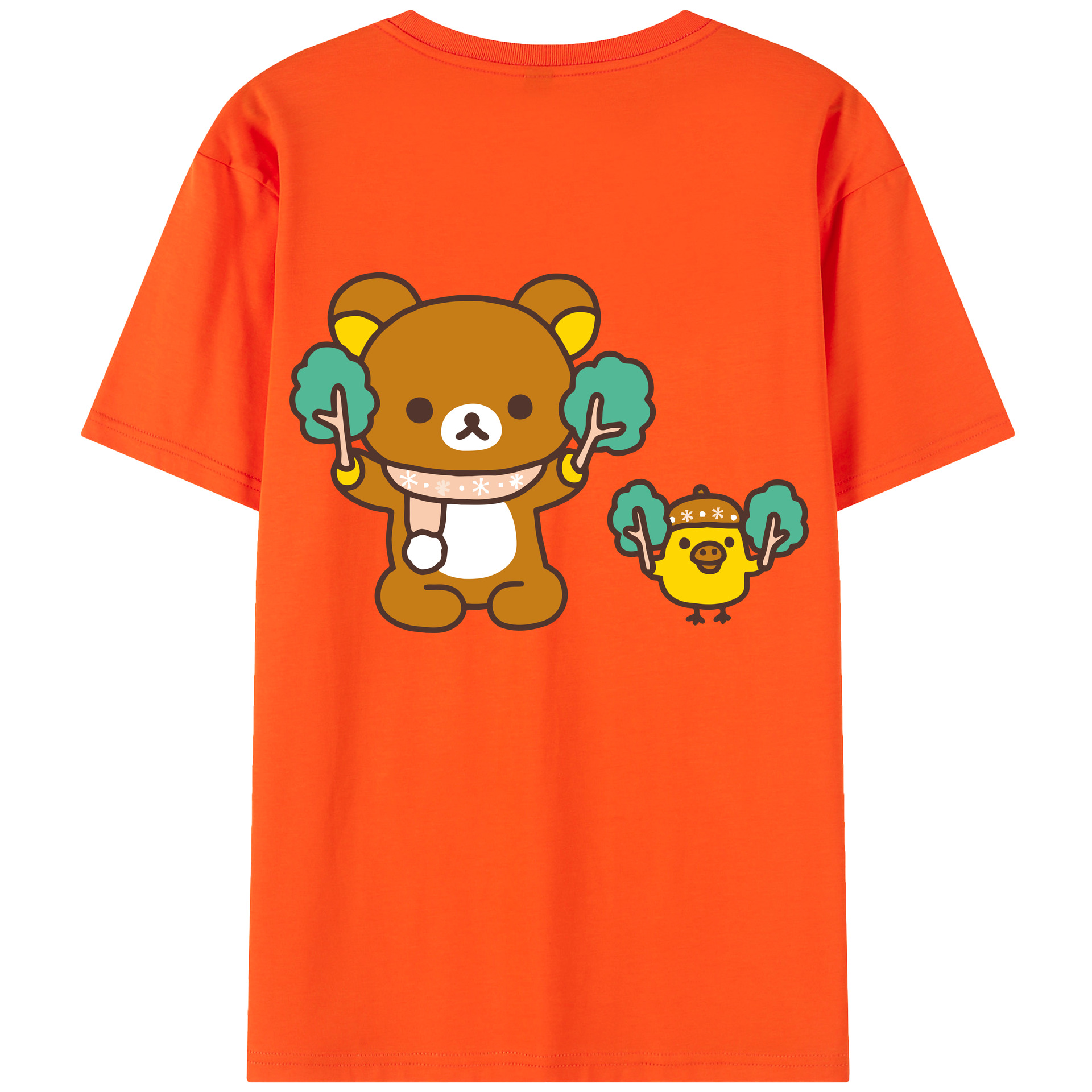（画像用） リラックマ リラックマ キイロイトリ Rilakkuma Korilakkuma Kiiroitori 綿100％半袖Tシャツ（背面プリント）