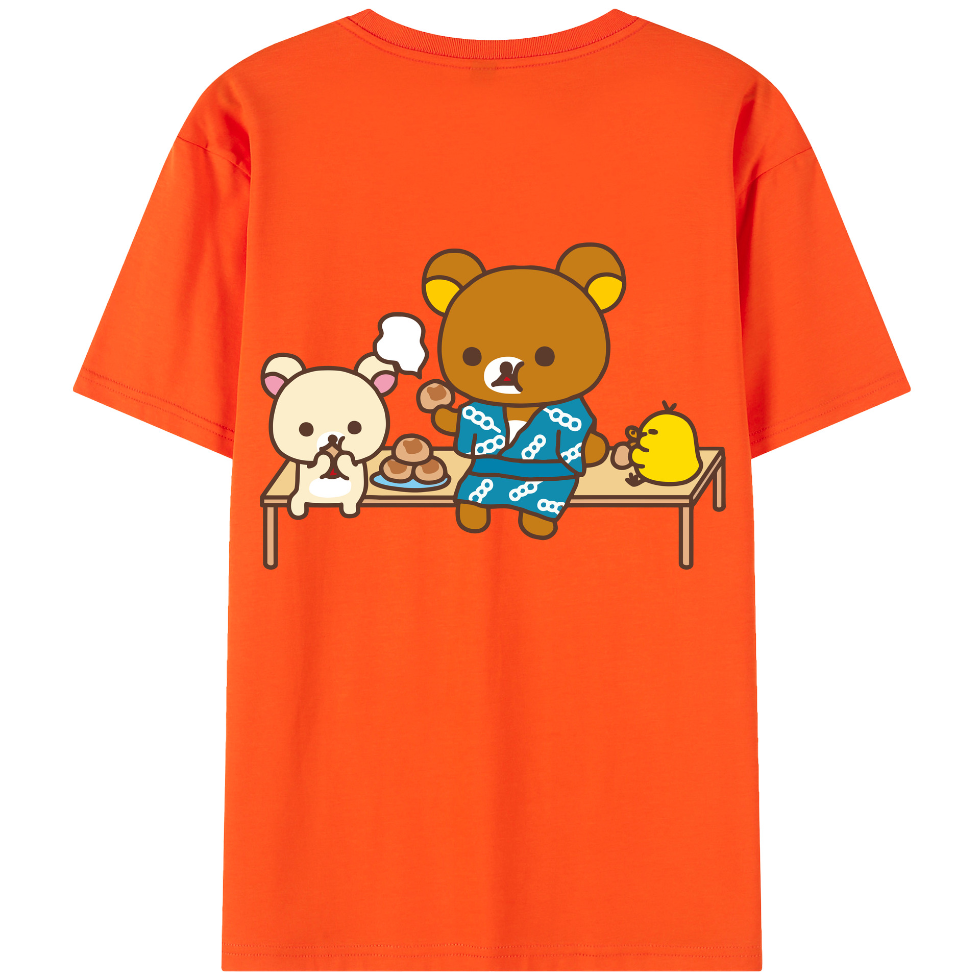（画像用） リラックマ リラックマ キイロイトリ Rilakkuma Korilakkuma Kiiroitori 綿100％半袖Tシャツ（背面プリント）