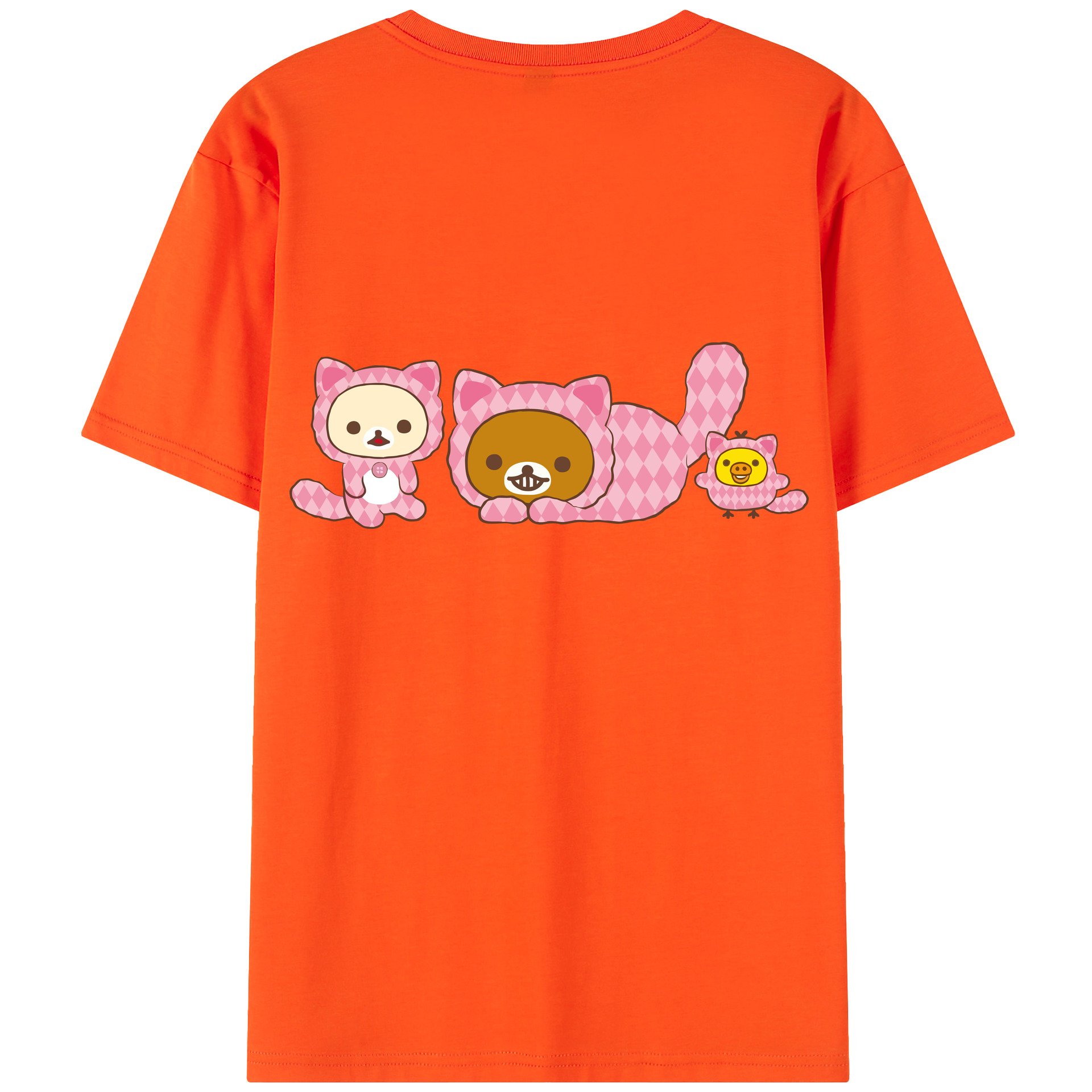 （画像用） リラックマ リラックマ キイロイトリ Rilakkuma Korilakkuma Kiiroitori 綿100％半袖Tシャツ（背面プリント）