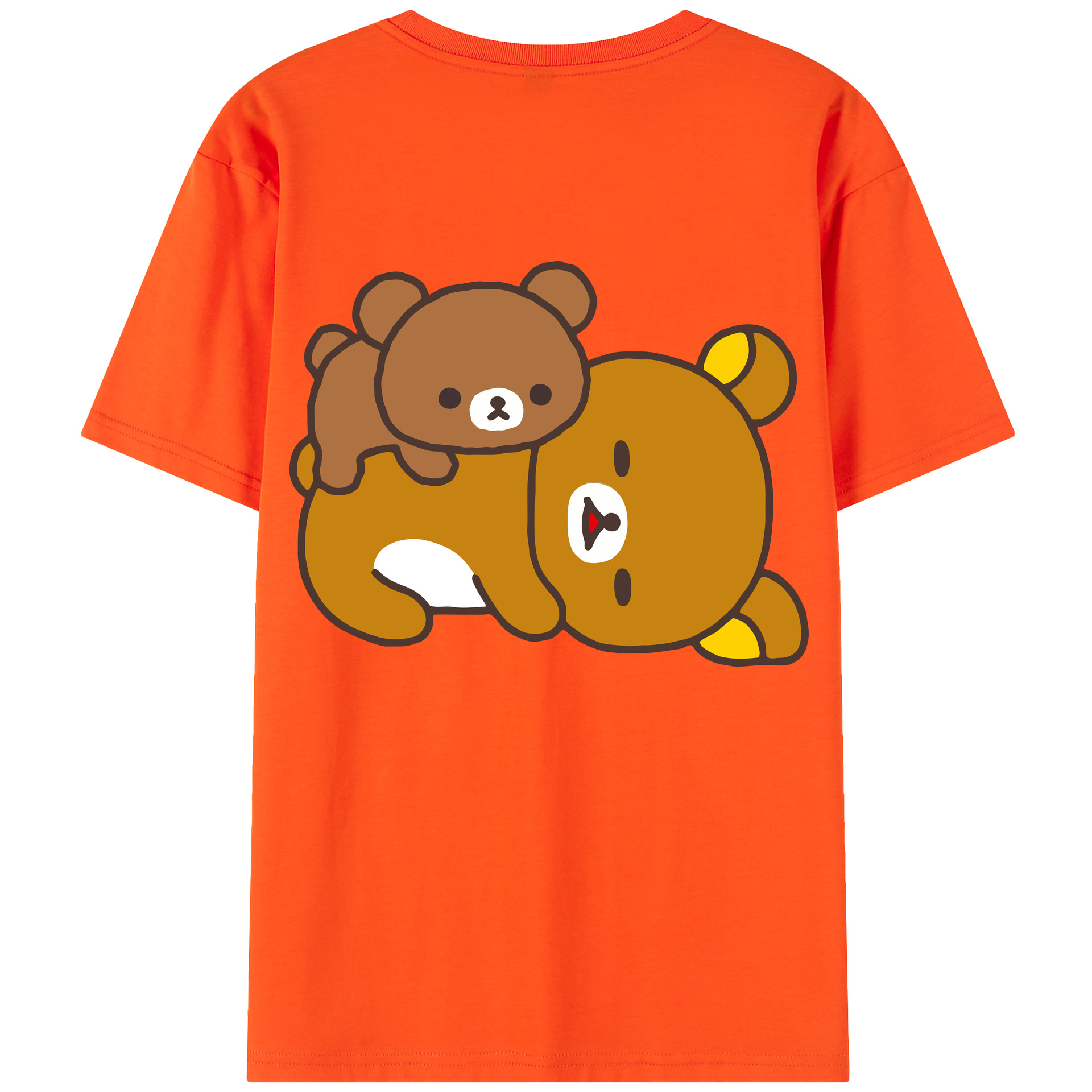 （画像用） リラックマ リラックマ キイロイトリ Rilakkuma Korilakkuma Kiiroitori 綿100％半袖Tシャツ（背面プリント）