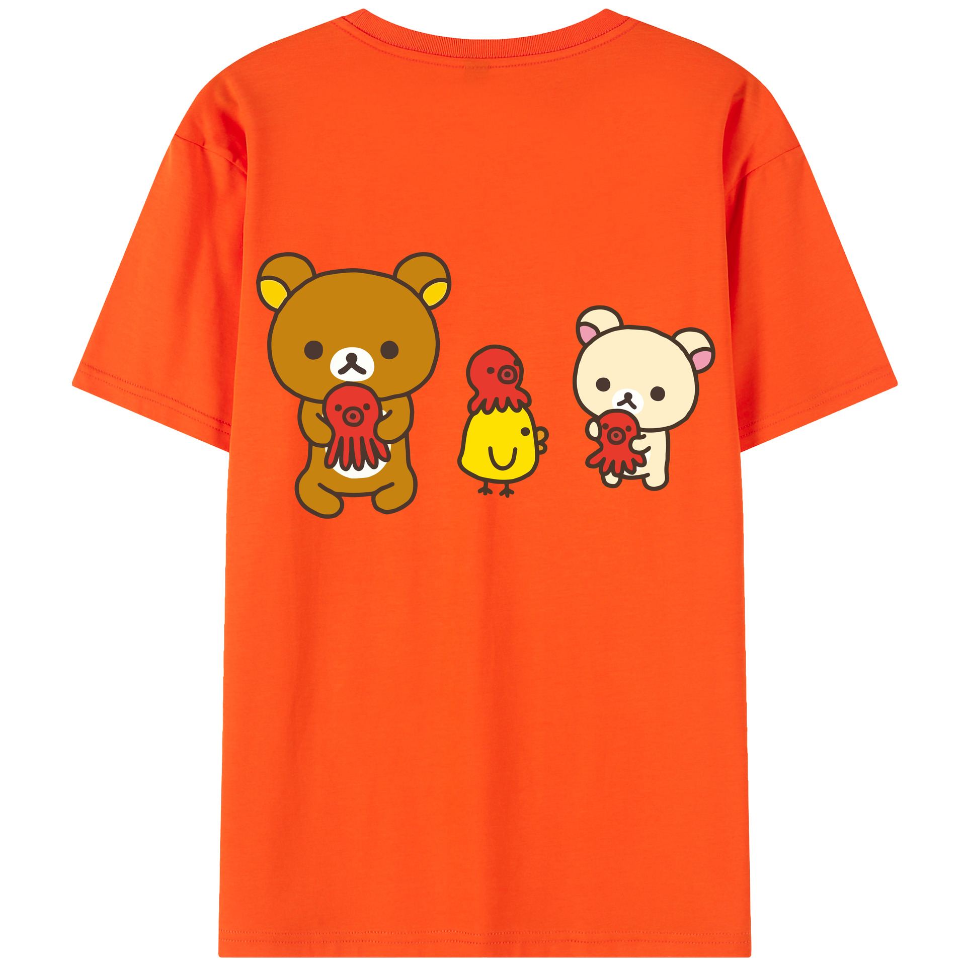 （画像用） リラックマ リラックマ キイロイトリ Rilakkuma Korilakkuma Kiiroitori 綿100％半袖Tシャツ（背面プリント）