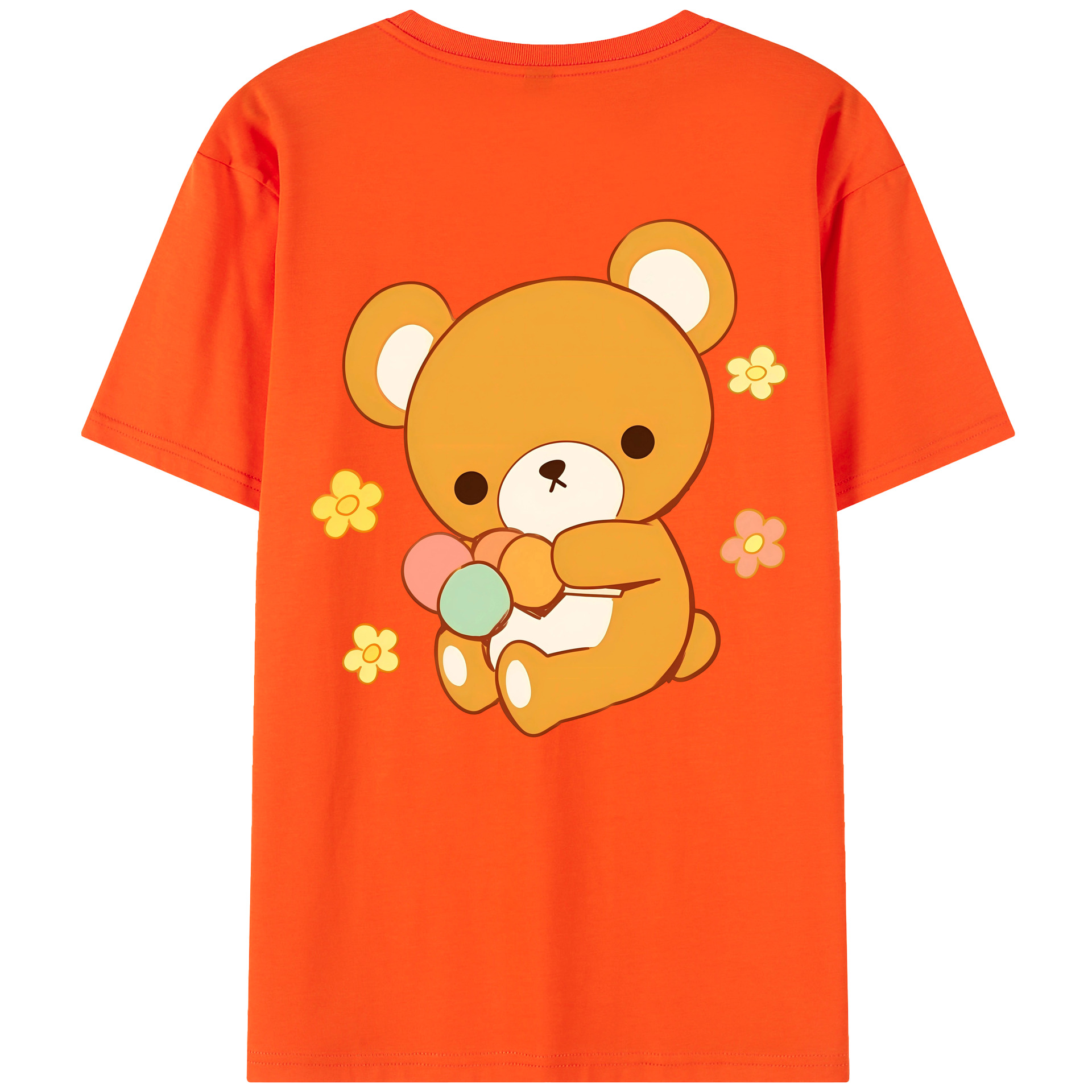 （画像用） リラックマ リラックマ キイロイトリ Rilakkuma Korilakkuma Kiiroitori 綿100％半袖Tシャツ（背面プリント）