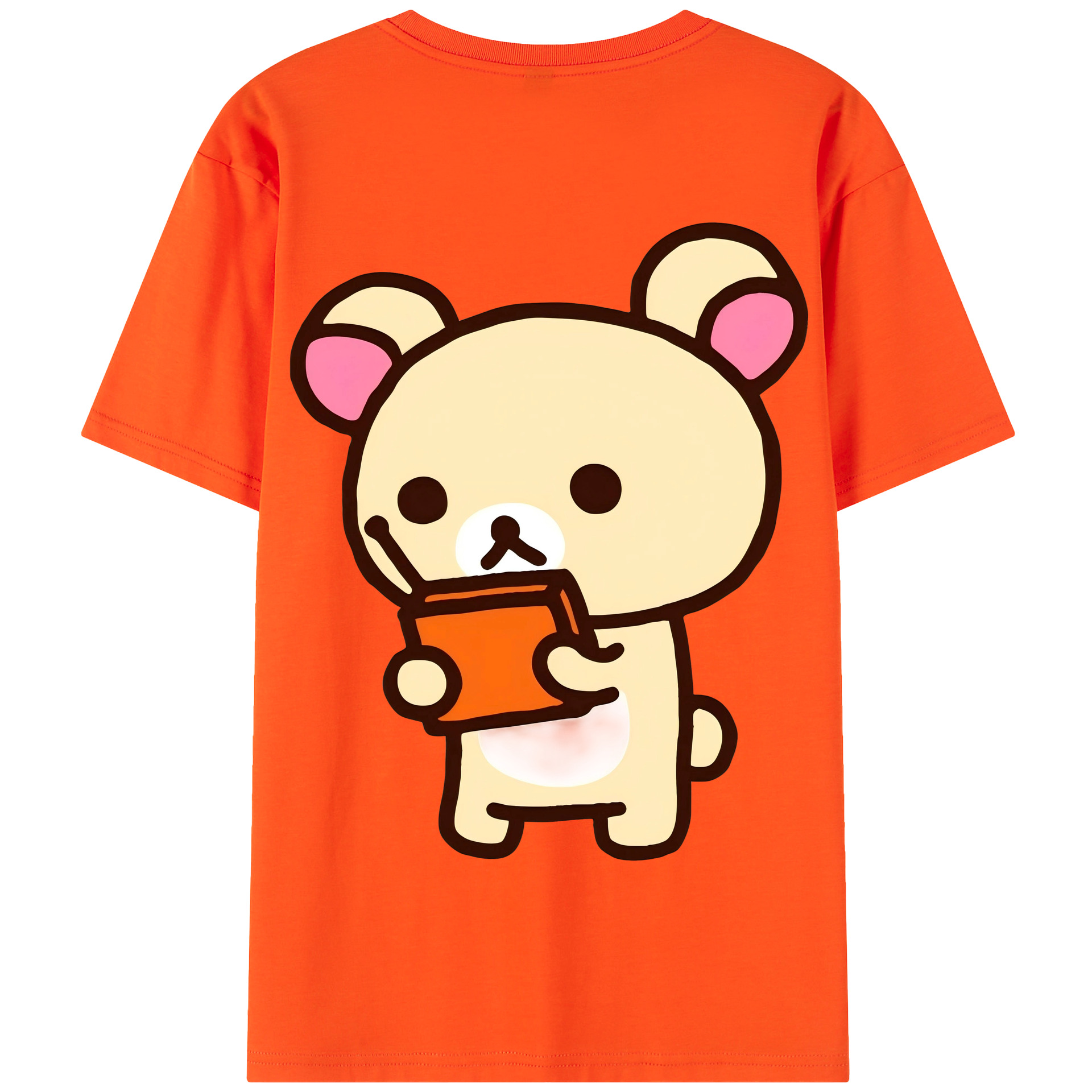 （画像用） リラックマ リラックマ キイロイトリ Rilakkuma Korilakkuma Kiiroitori 綿100％半袖Tシャツ（背面プリント）