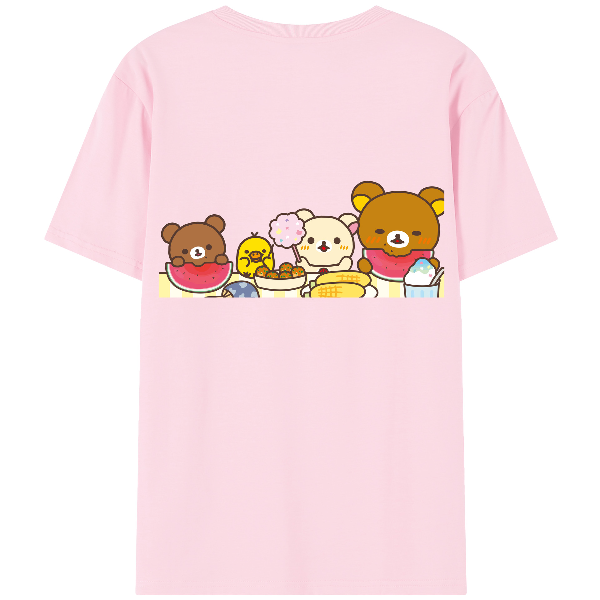 （画像用） リラックマ リラックマ キイロイトリ Rilakkuma Korilakkuma Kiiroitori 綿100％半袖Tシャツ（背面プリント）