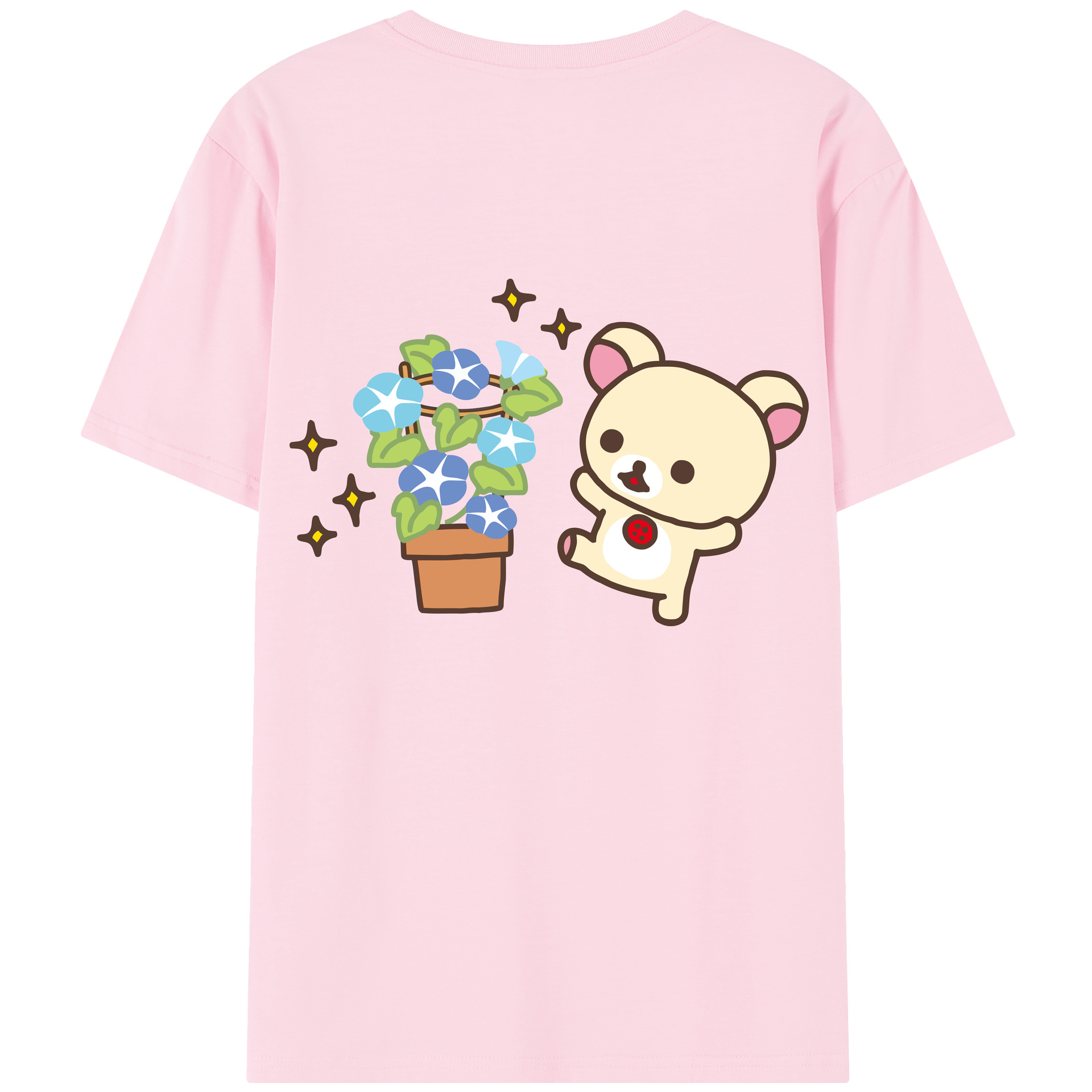 （画像用） リラックマ リラックマ キイロイトリ Rilakkuma Korilakkuma Kiiroitori 綿100％半袖Tシャツ（背面プリント）