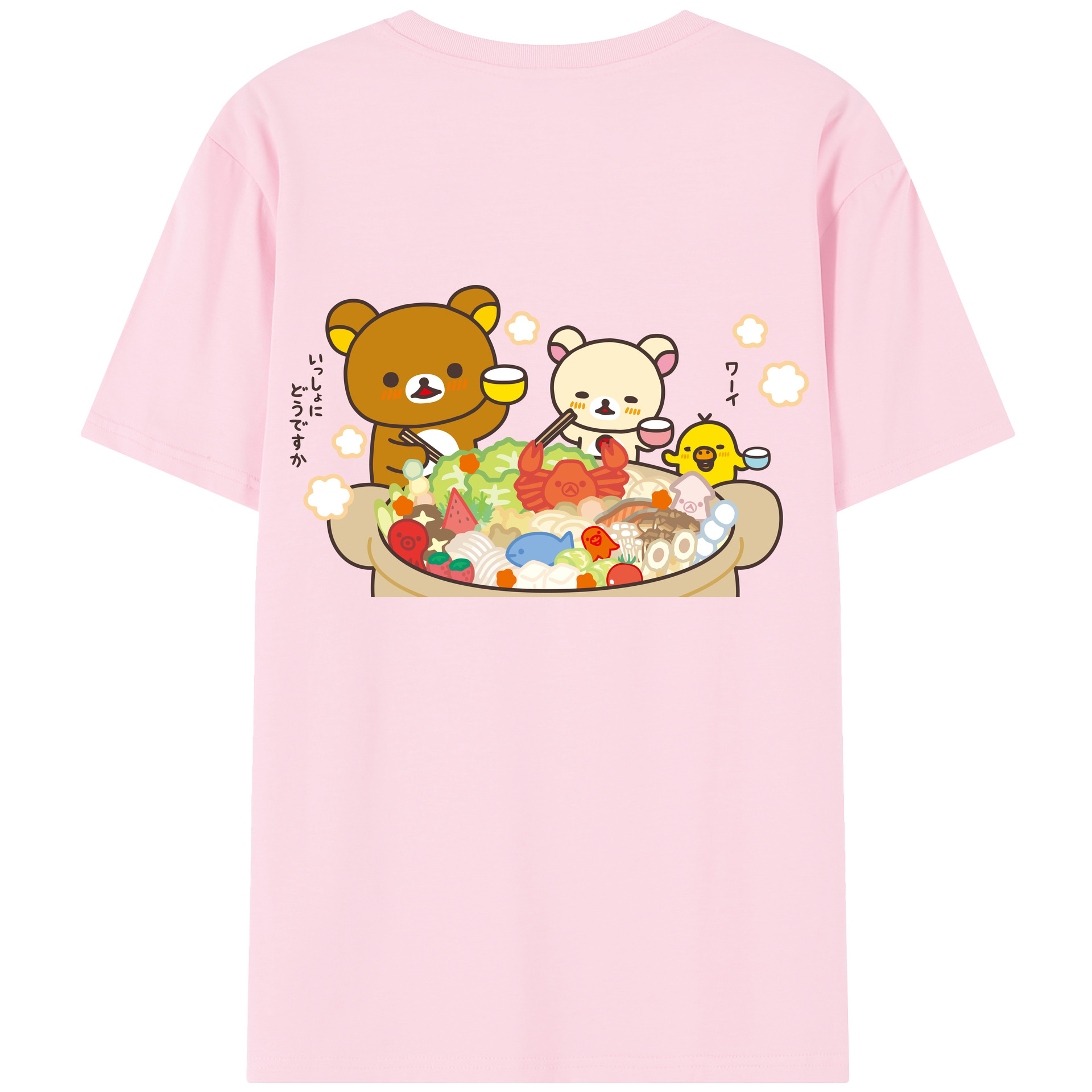 （画像用） リラックマ リラックマ キイロイトリ Rilakkuma Korilakkuma Kiiroitori 綿100％半袖Tシャツ（背面プリント）