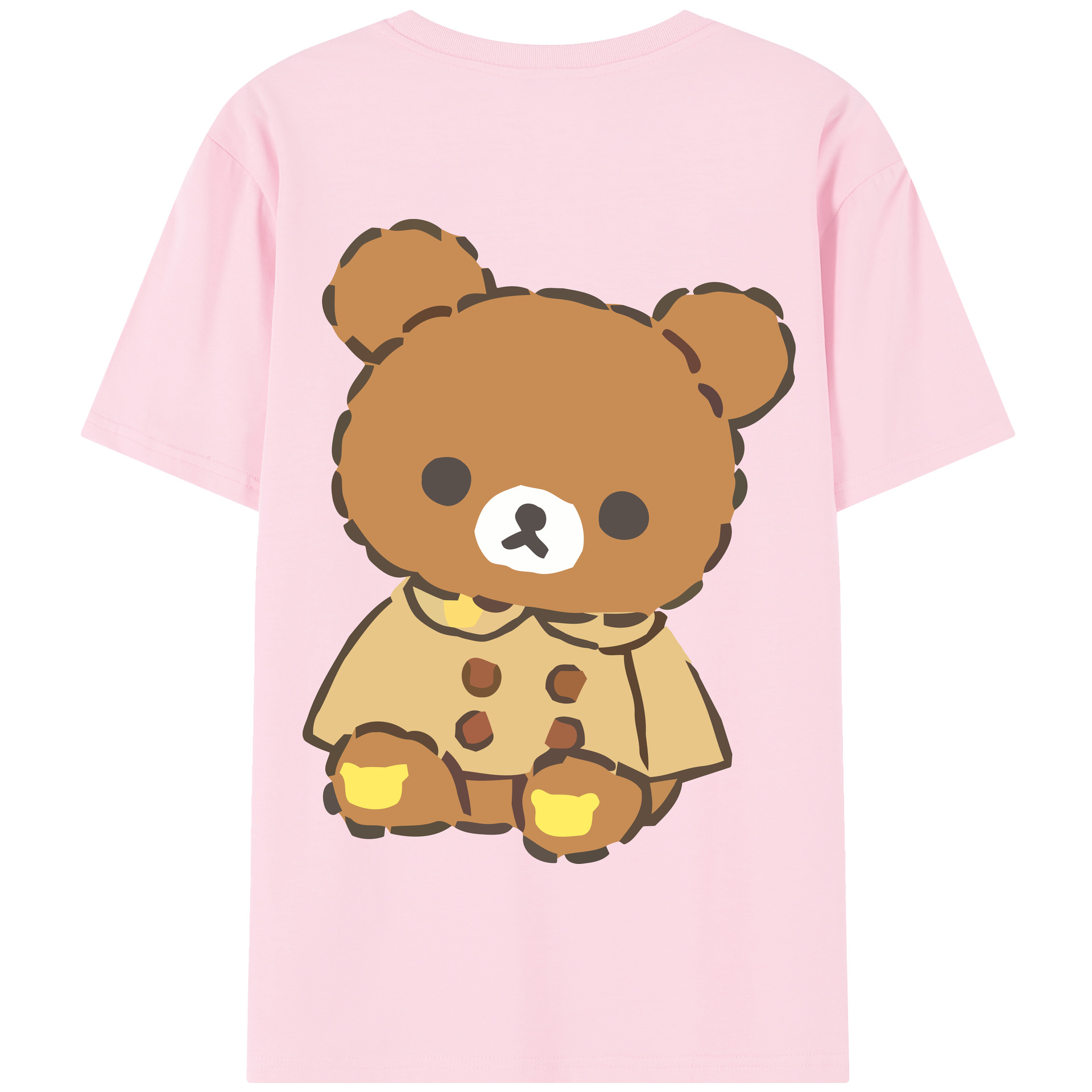 （画像用） リラックマ リラックマ キイロイトリ Rilakkuma Korilakkuma Kiiroitori 綿100％半袖Tシャツ（背面プリント）