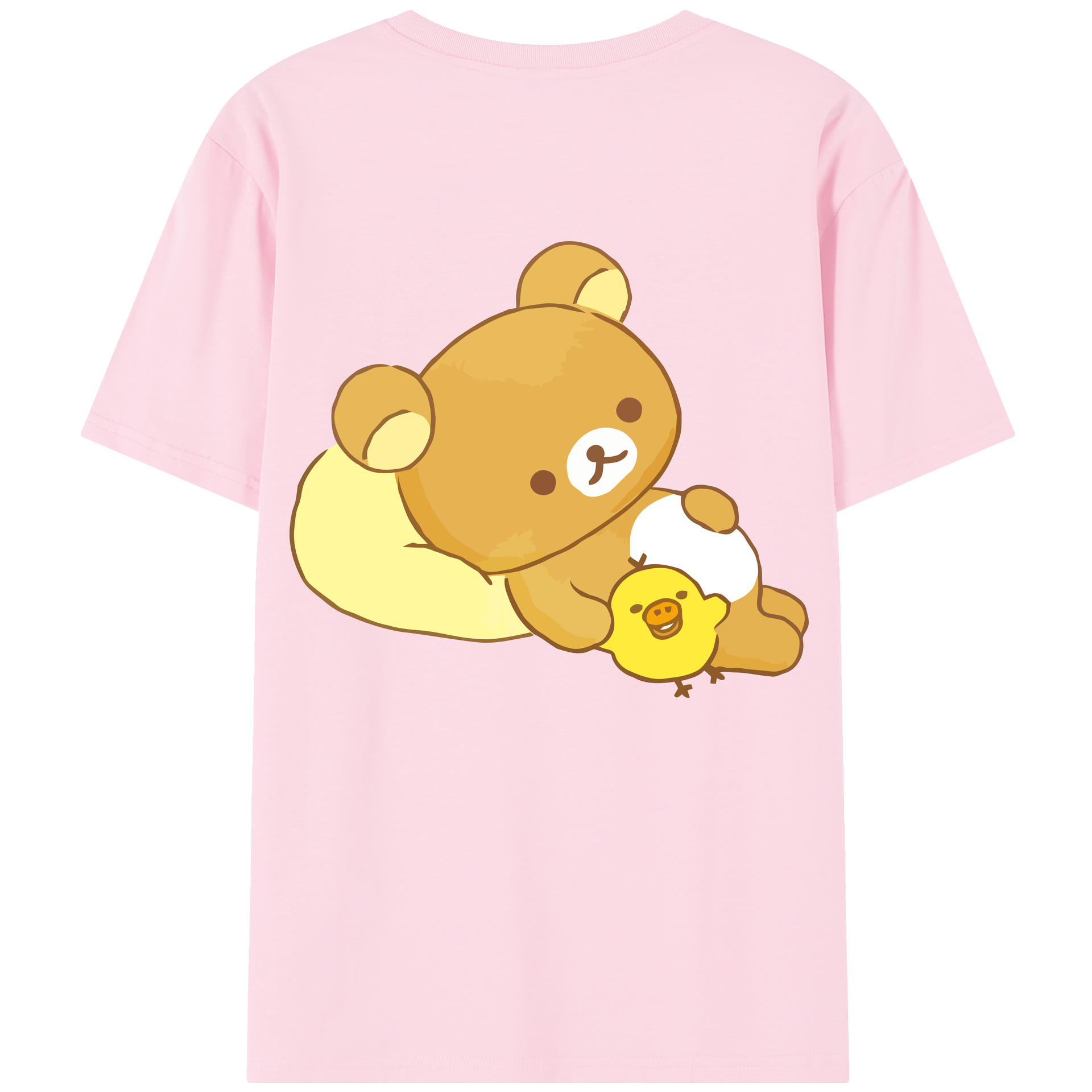 （画像用） リラックマ リラックマ キイロイトリ Rilakkuma Korilakkuma Kiiroitori 綿100％半袖Tシャツ（背面プリント）